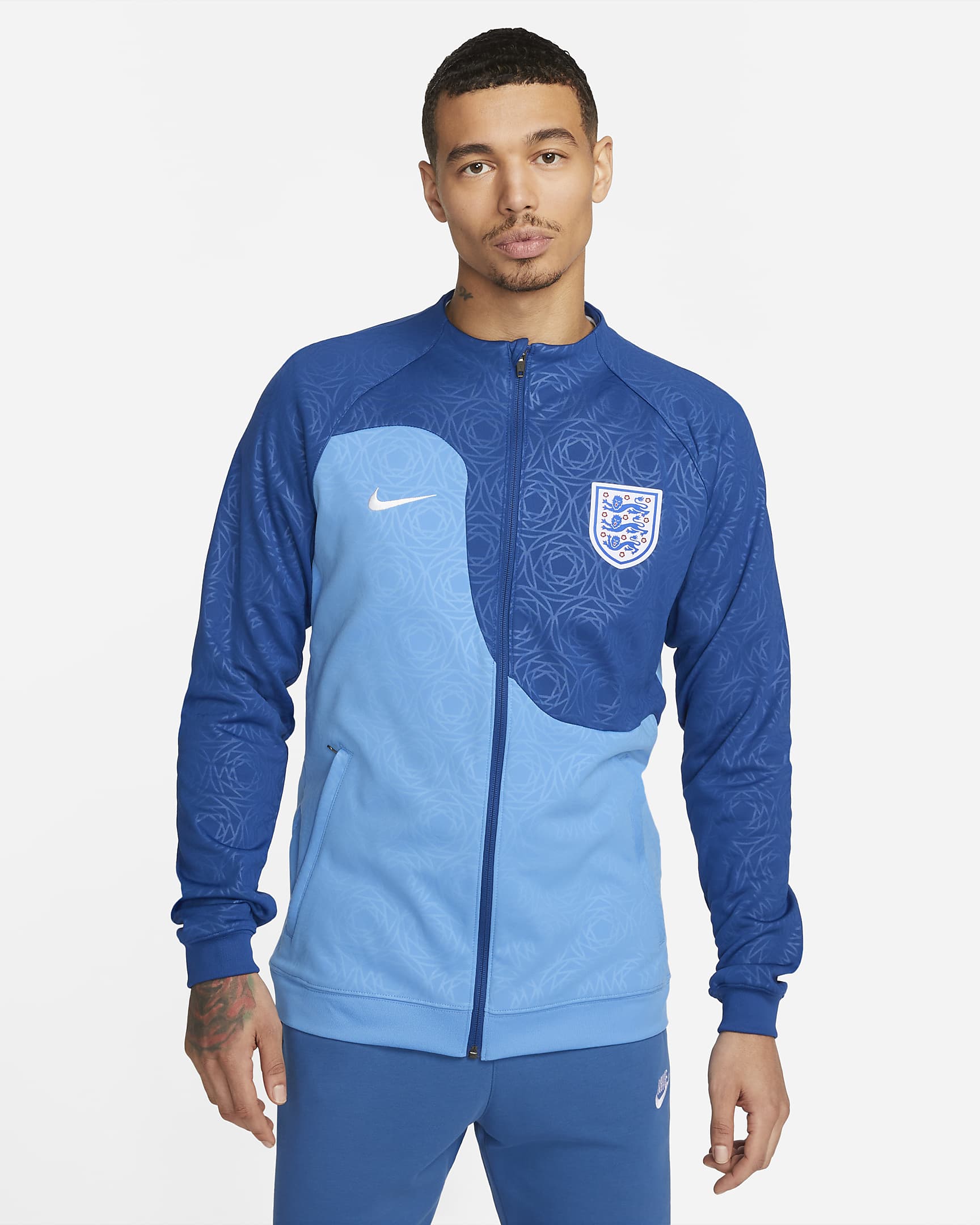 England Academy Pro Men's Anthem Soccer Jacket - Coast/Gym Blue/Summit White