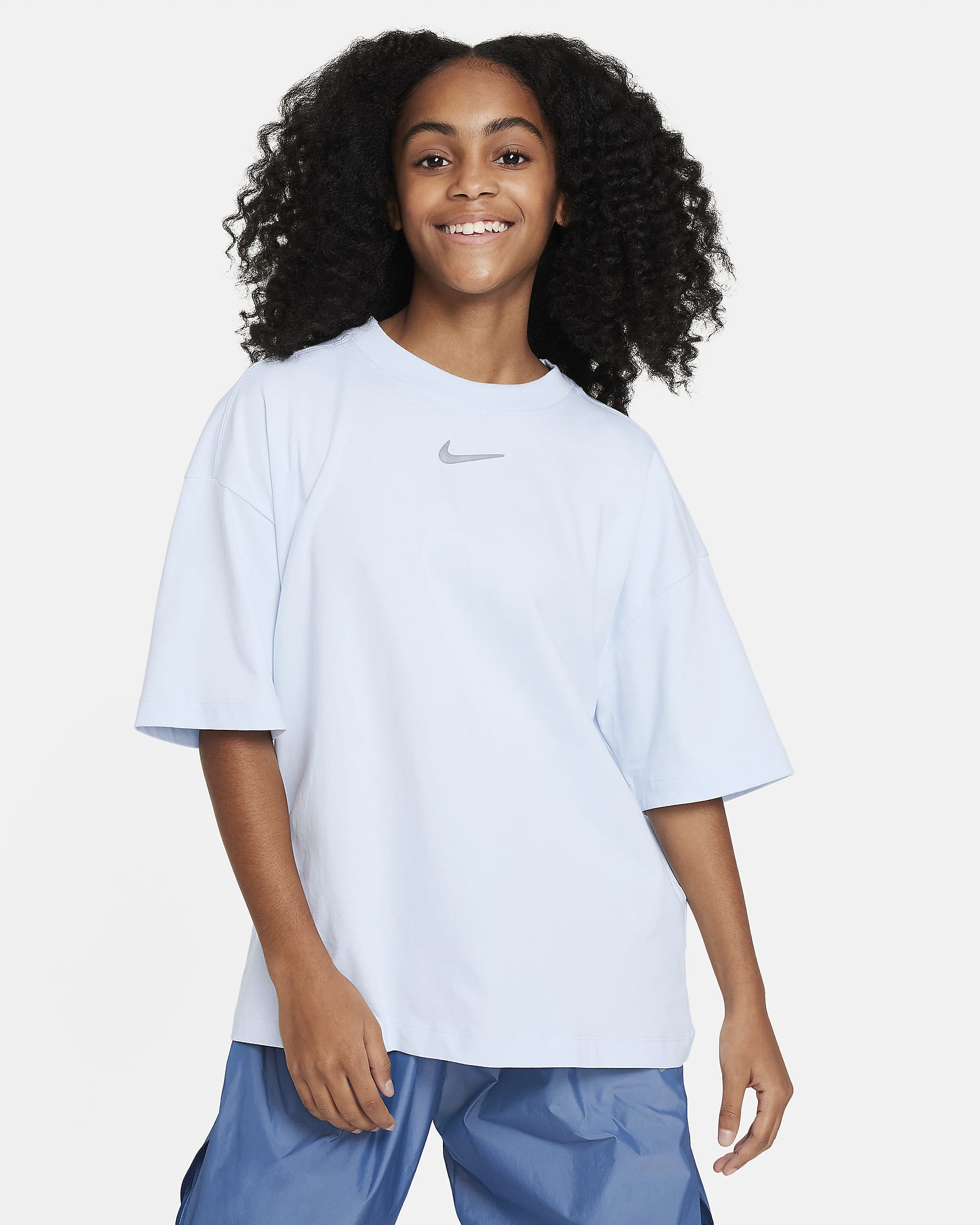 Nike Sportswear Older Kids' (Girls') Oversized T-Shirt - Blue Tint