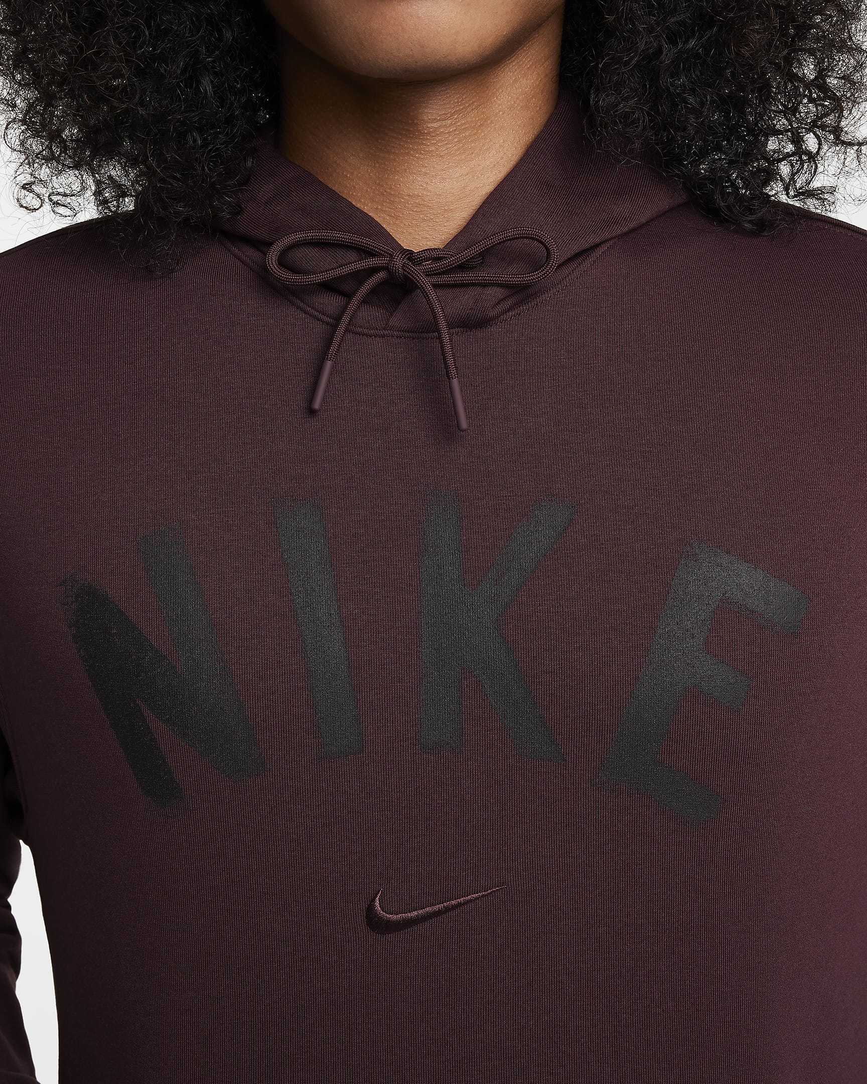 Nike Swoosh Men's Dri-FIT French Terry Pullover Fitness Hoodie - Burgundy Crush/Burgundy Crush/Black