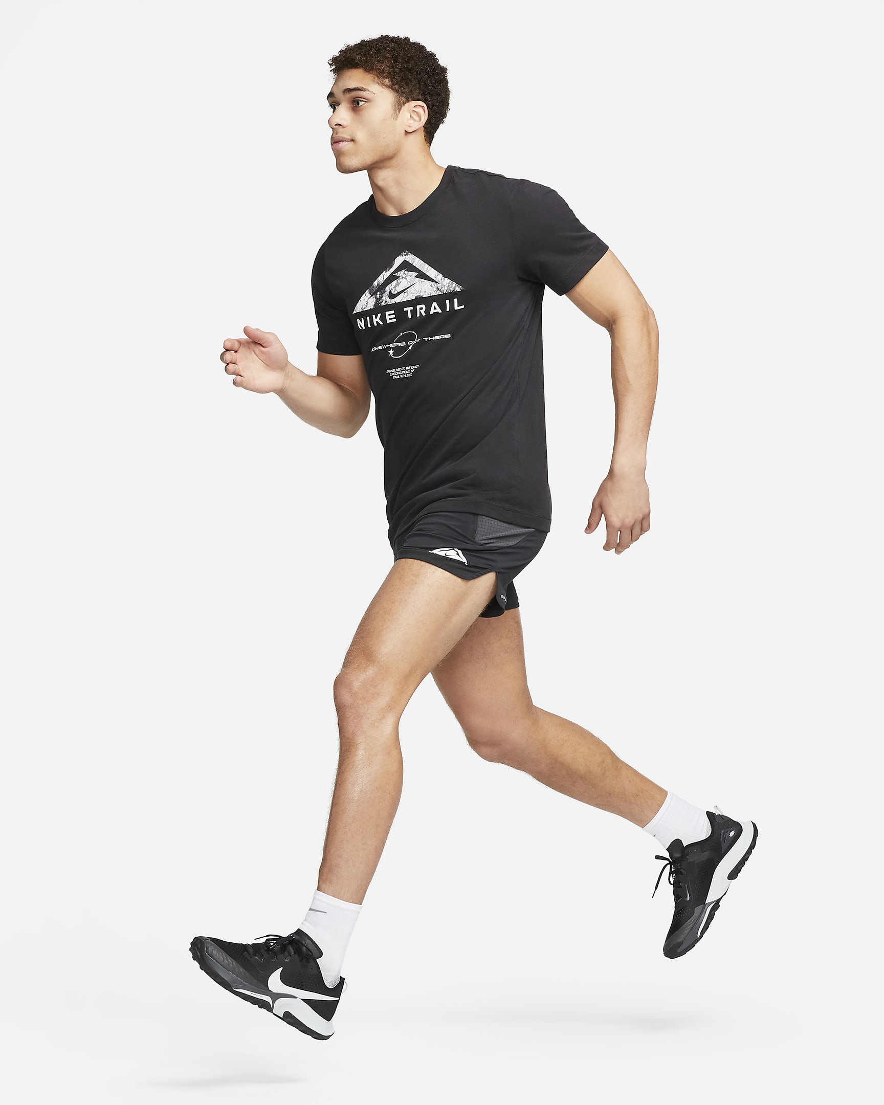 Short de running Dri-FIT 13 cm avec sous-short intégré Nike Trail Second Sunrise pour homme - Noir/Dark Smoke Grey/Blanc