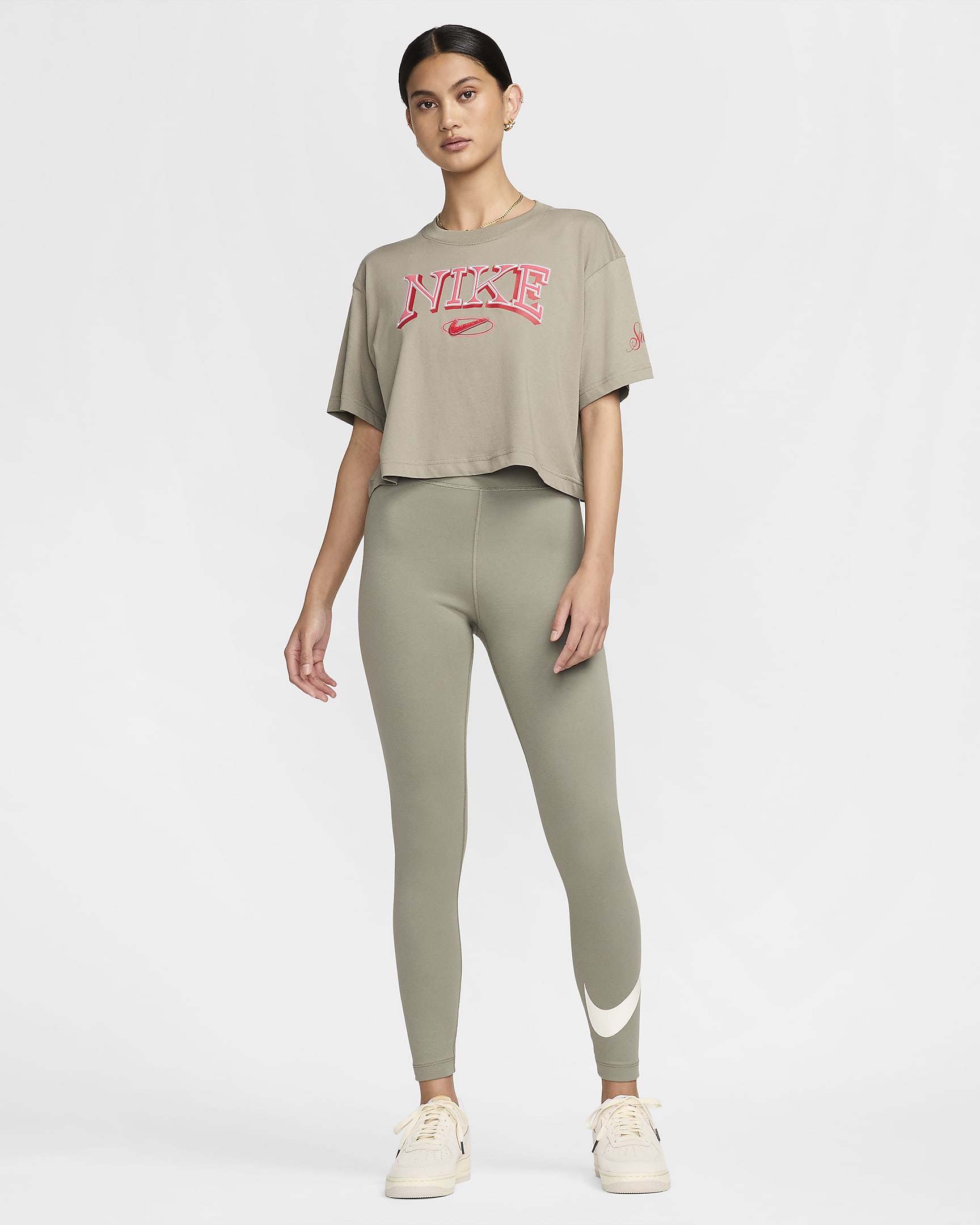 Nike Sportswear Classics legging met hoge taille en graphic voor dames - Light Army/Sail