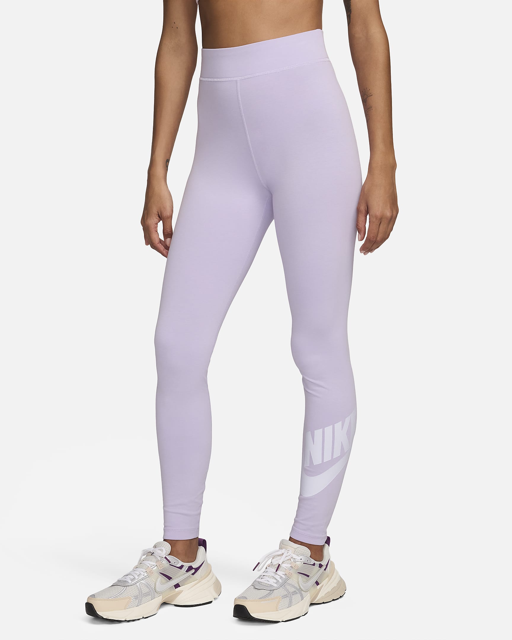 Leggings de cintura alta con gráficos para mujer Nike Sportswear Classics - Bruma violeta/Blanco