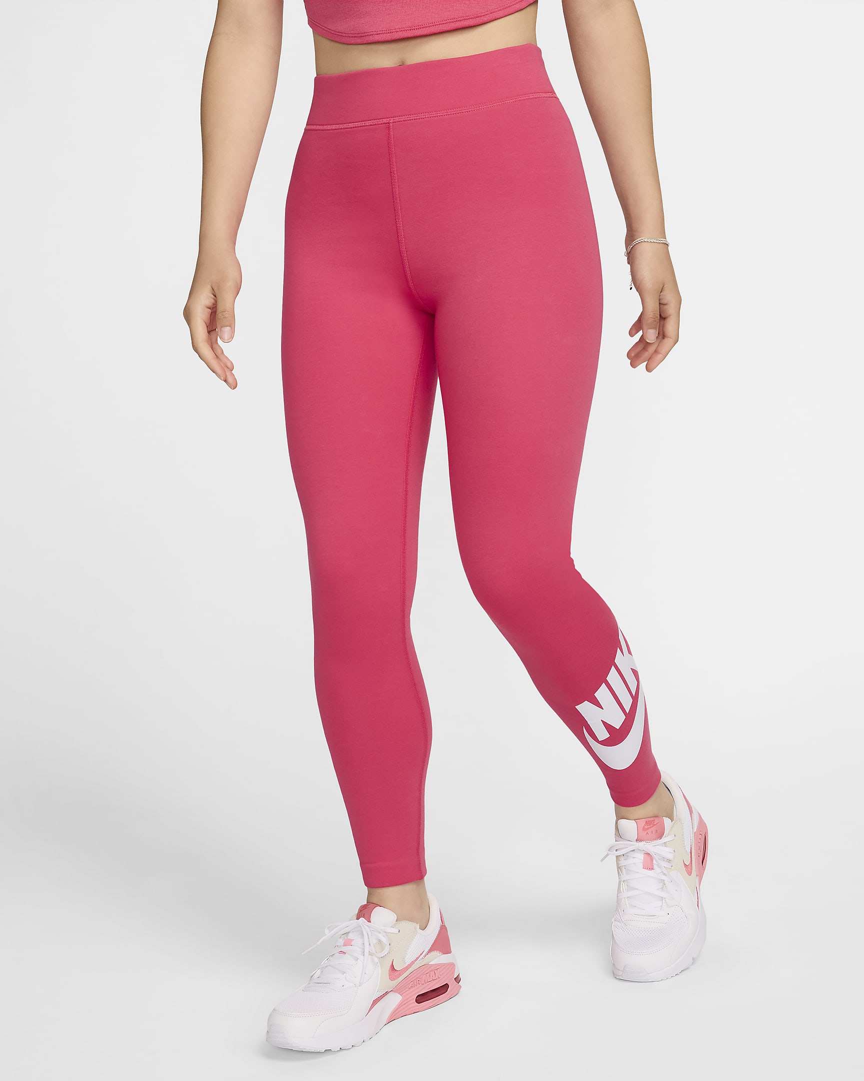 Leggings de cintura alta con gráficos para mujer Nike Sportswear Classics - Rosa margarita/Blanco