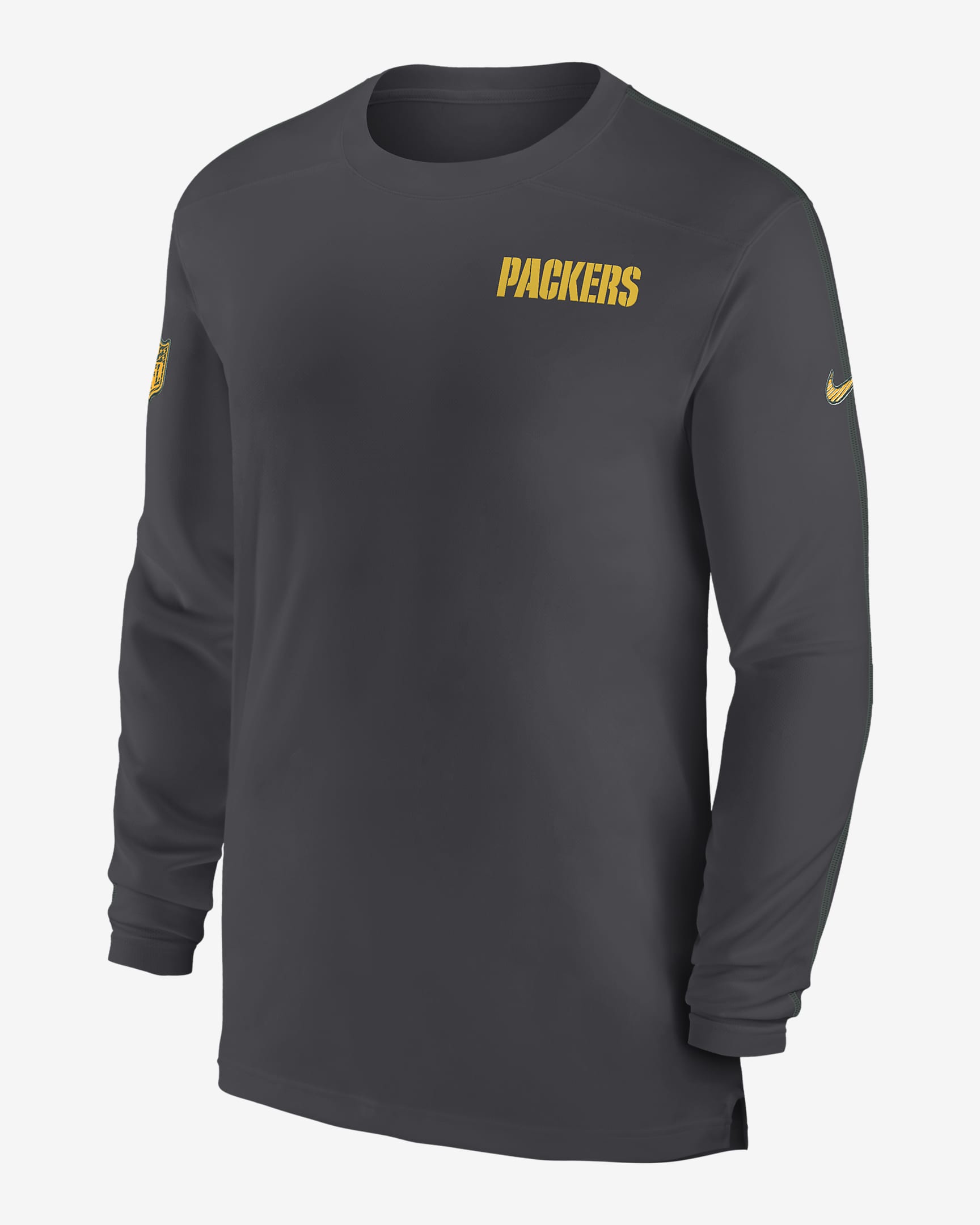 Green Bay Packers Sideline Coach Men's Nike Dri-FIT NFL Long-Sleeve Top - Anthracite