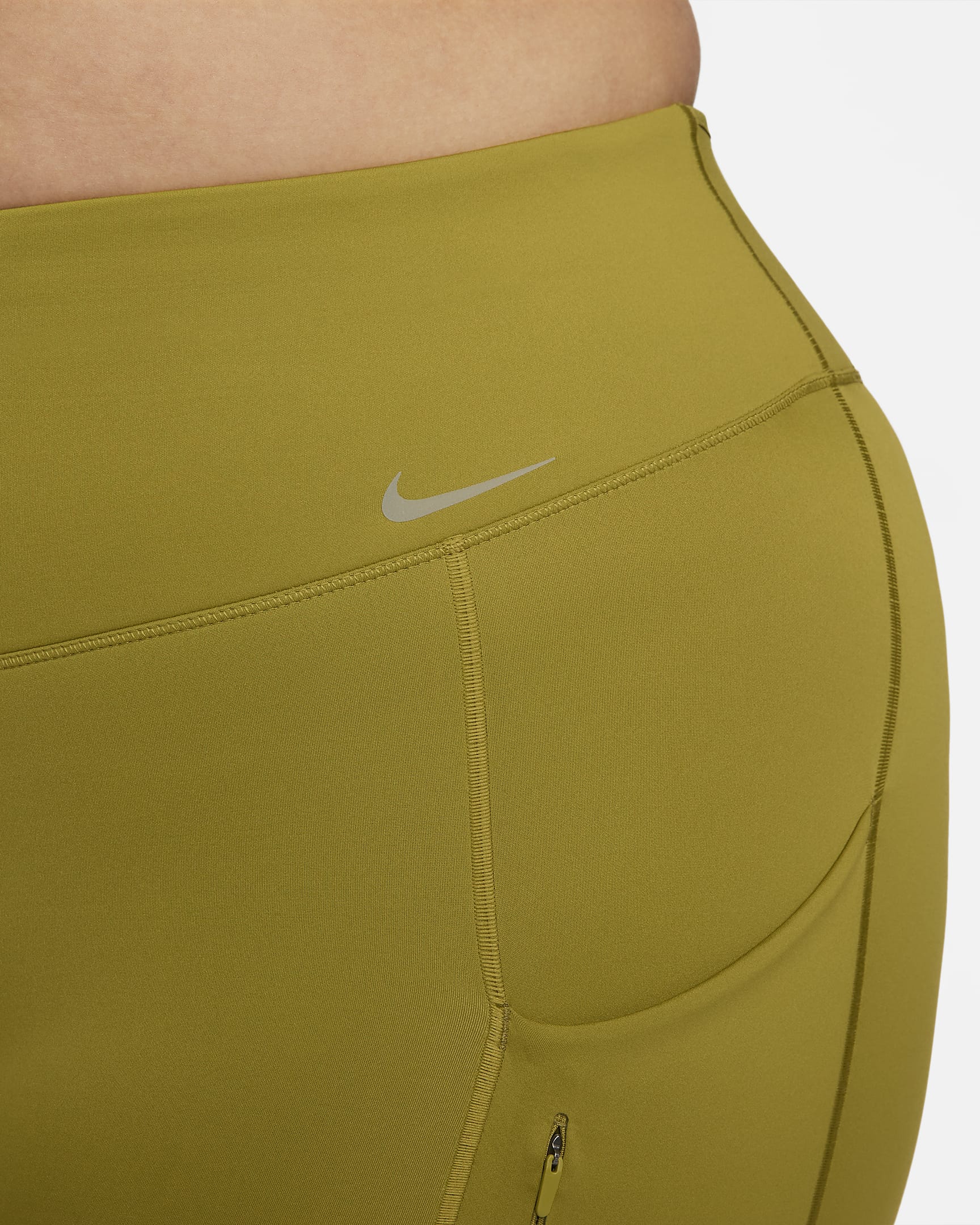 Nike Go Women's Firm-Support High-Waisted 7/8 Leggings with Pockets (Plus Size) - Moss/Black