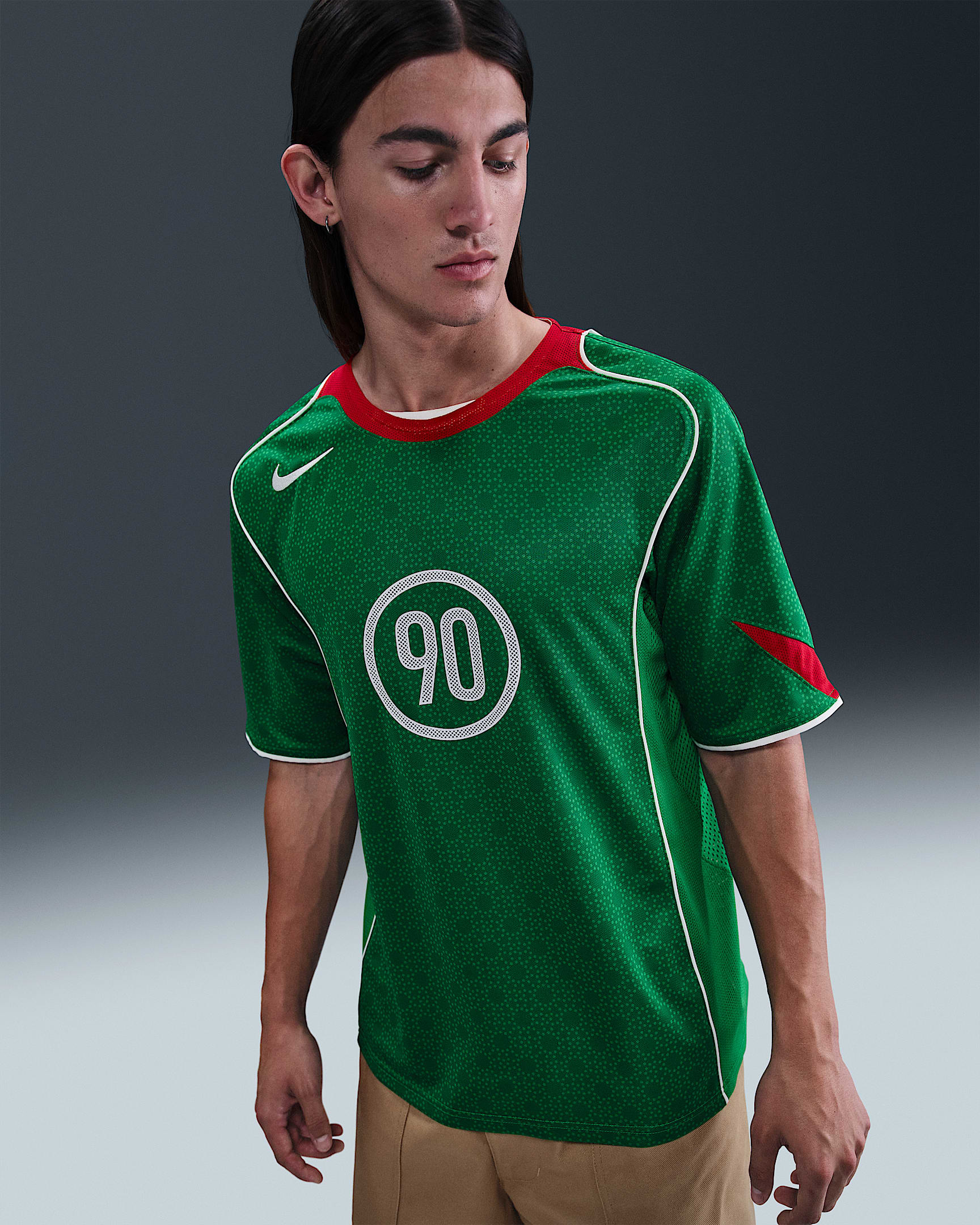 Nike Total 90 Men's Dri-FIT Soccer Jersey - Classic Green/Sport Red/White/White