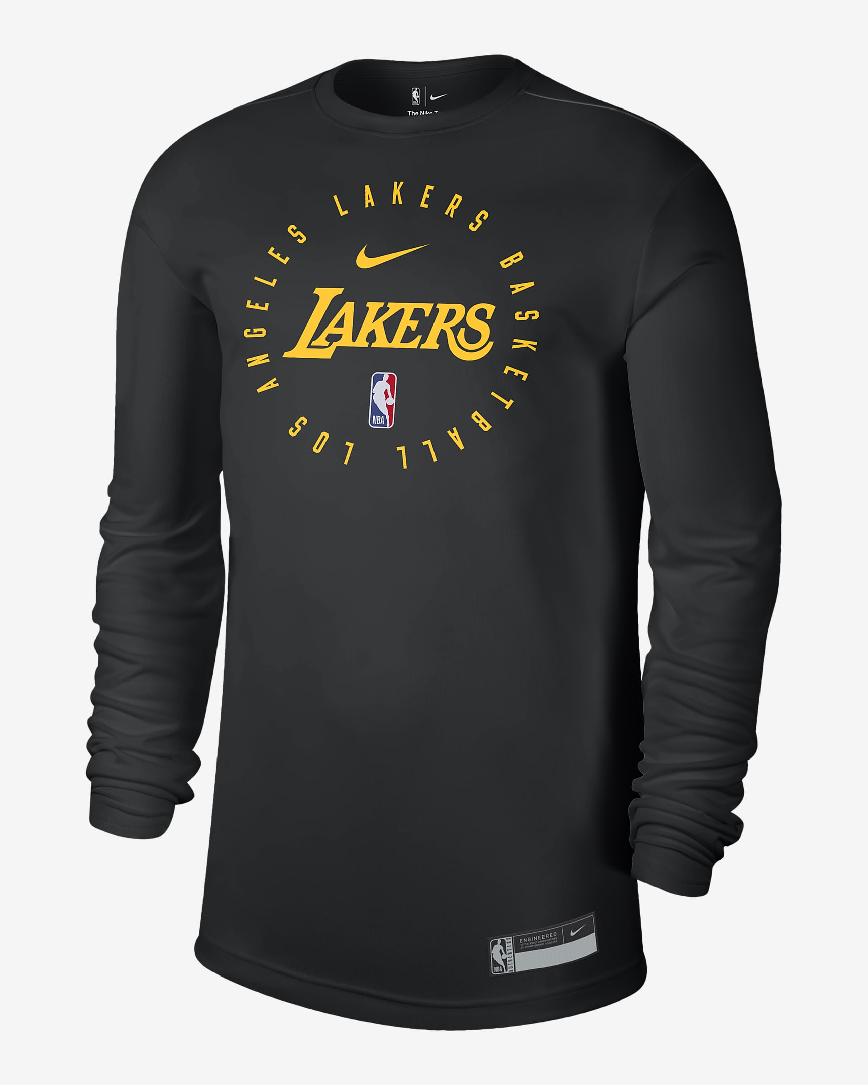 Los Angeles Lakers Nike Dri-FIT NBA-s hosszú ujjú férfipóló - Fekete