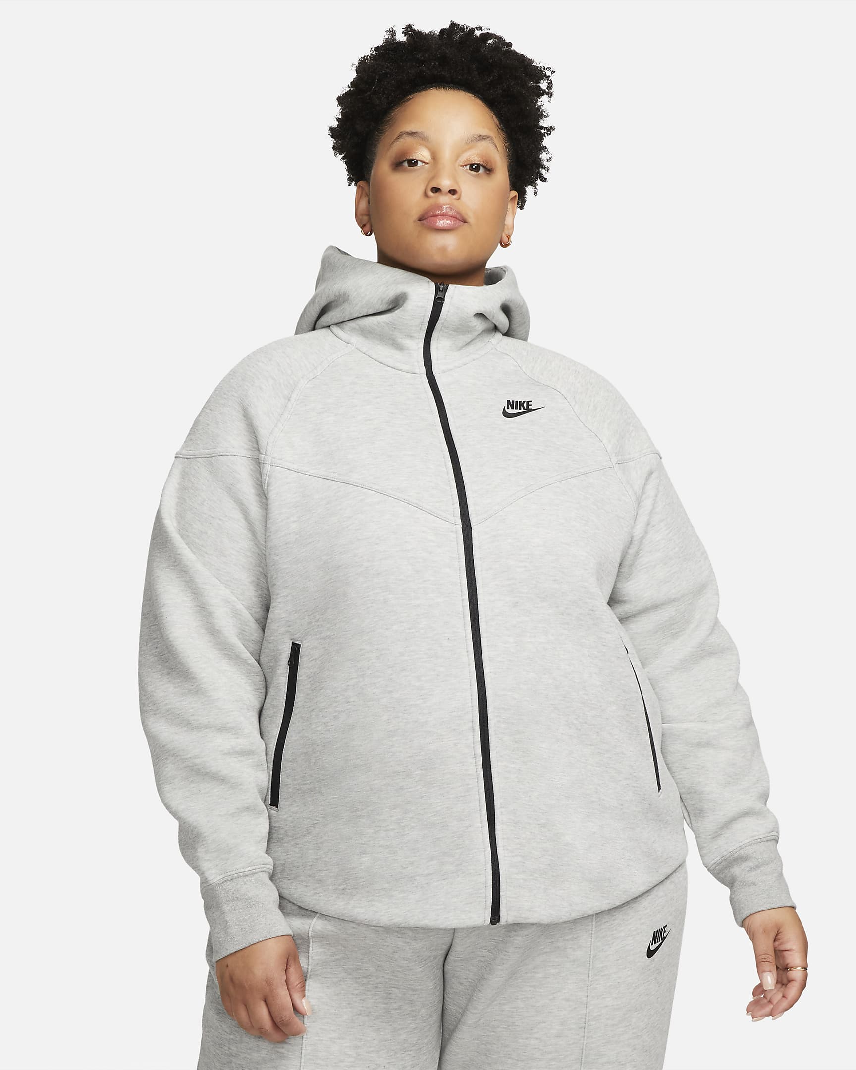 Nike Sportswear Tech Fleece Windrunner Women's Full-Zip Hoodie (Plus size) - Dark Grey Heather/Black