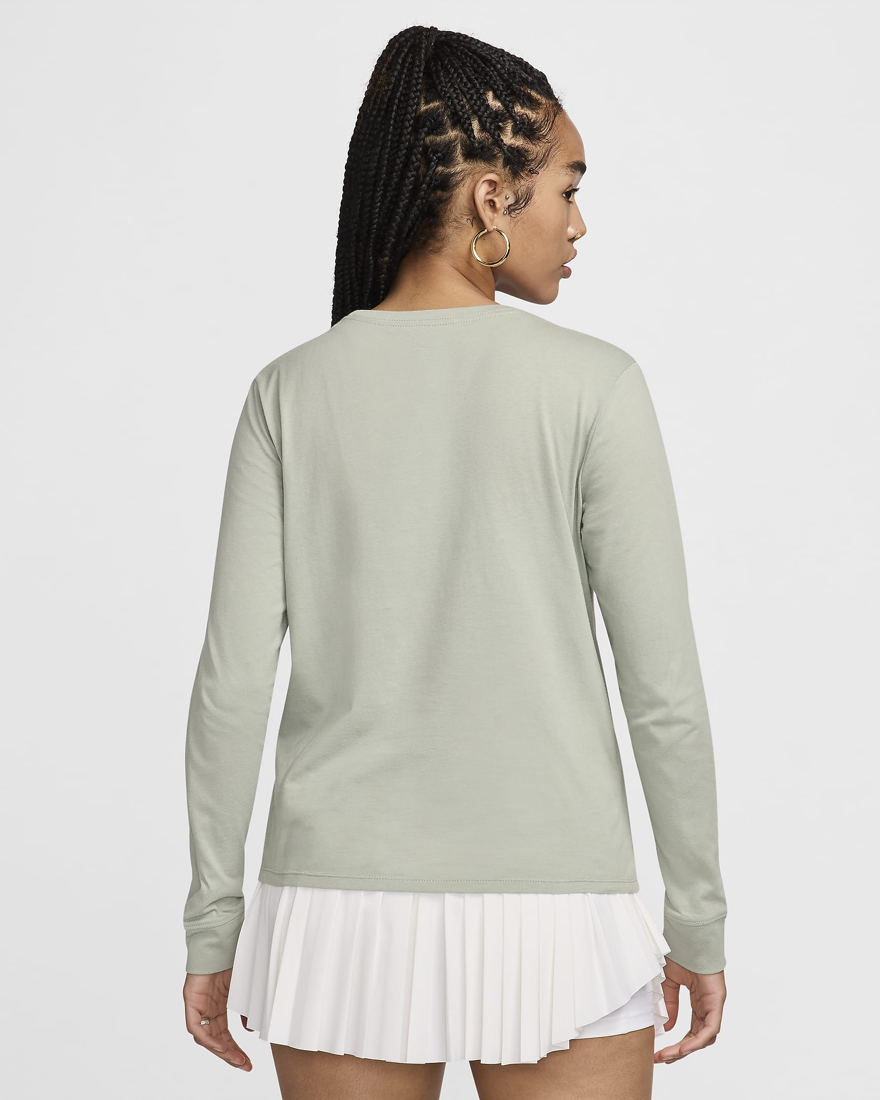 Nike Sportswear Essentials Women's Long-Sleeve Logo T-Shirt - Jade Horizon/White