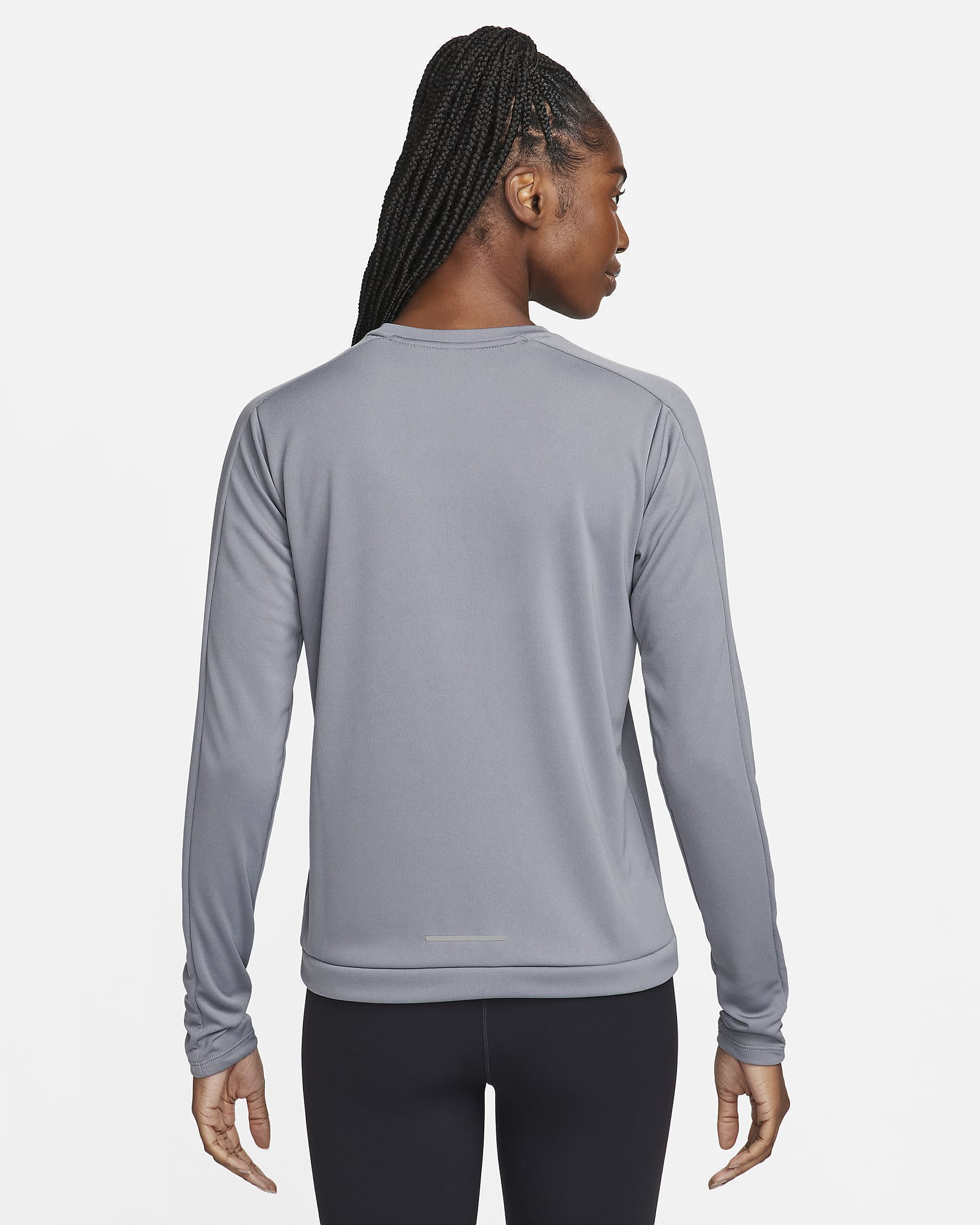 Nike Dri-FIT Damen-Laufoberteil mit Rundhalsausschnitt - Smoke Grey