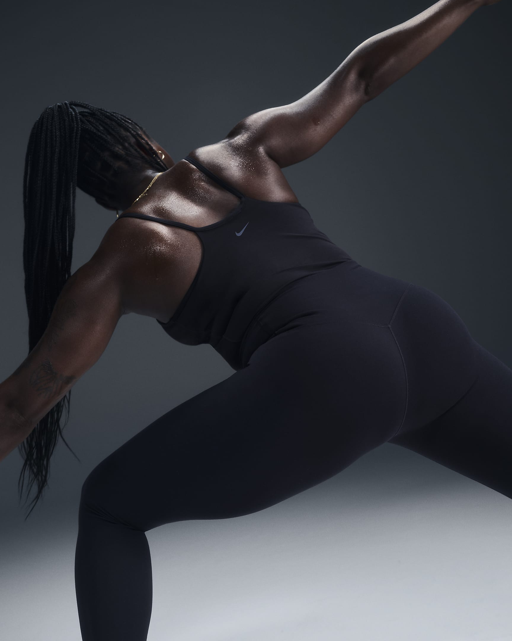 Nike Zenvy Legging met volledige lengte en iets ondersteunende hoge taille voor dames - Zwart/Zwart