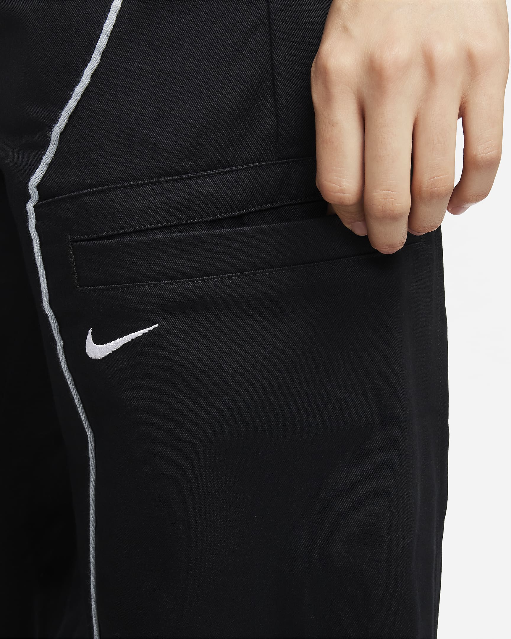 Pantalon tissé taille haute Nike Sportswear pour femme - Noir/Light Pumice/Blanc