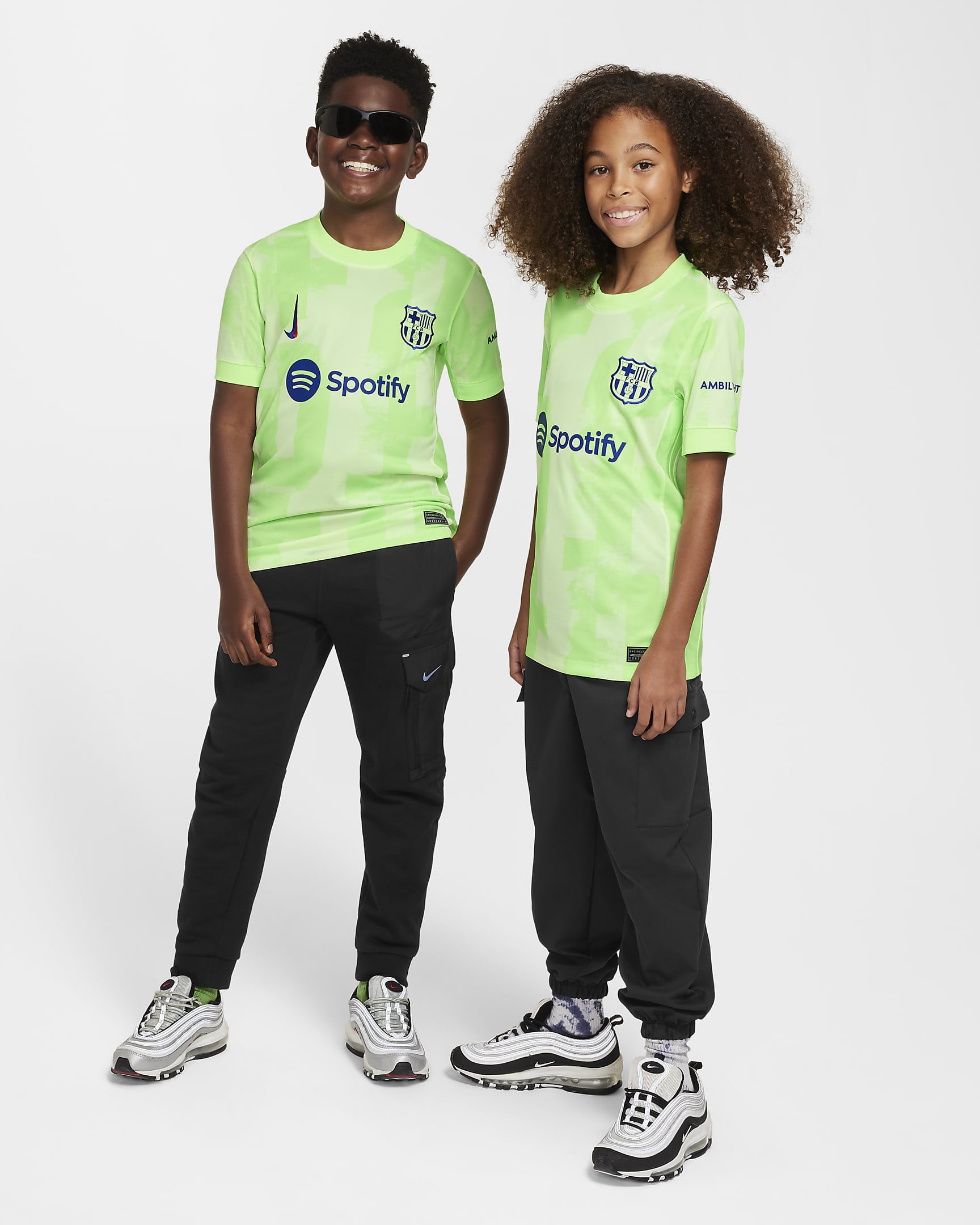 FC Barcelona 2024/25 Stadium Third Nike Dri-FIT Replica-fodboldtrøje til større børn - Barely Volt/Barely Volt/Lime Blast/Old Royal