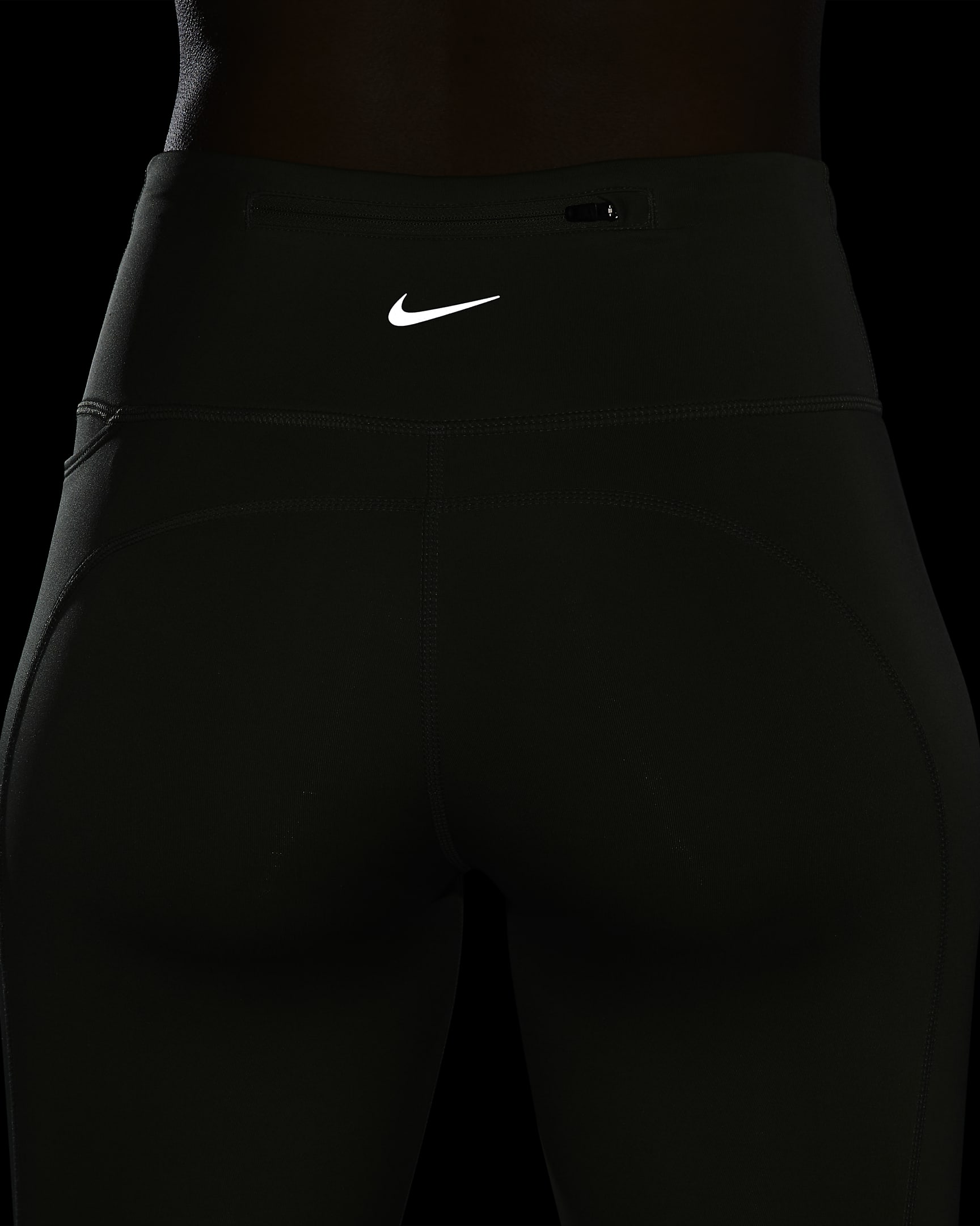 Nike Fast Women's Mid-Rise 7/8 Running Leggings with Pockets - Oil Green