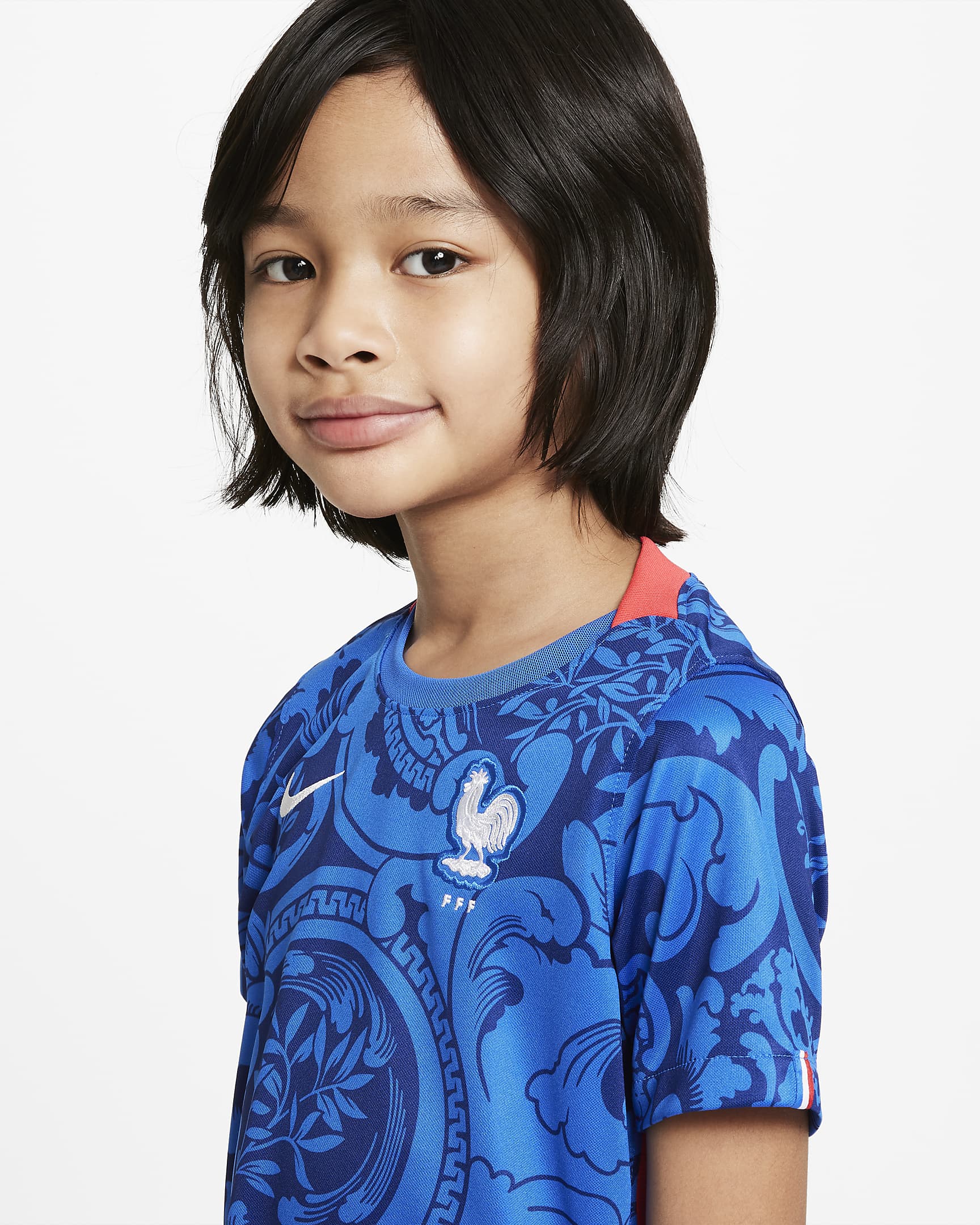 FFF 2022 Home Men's Nike DriFIT Soccer Kit.