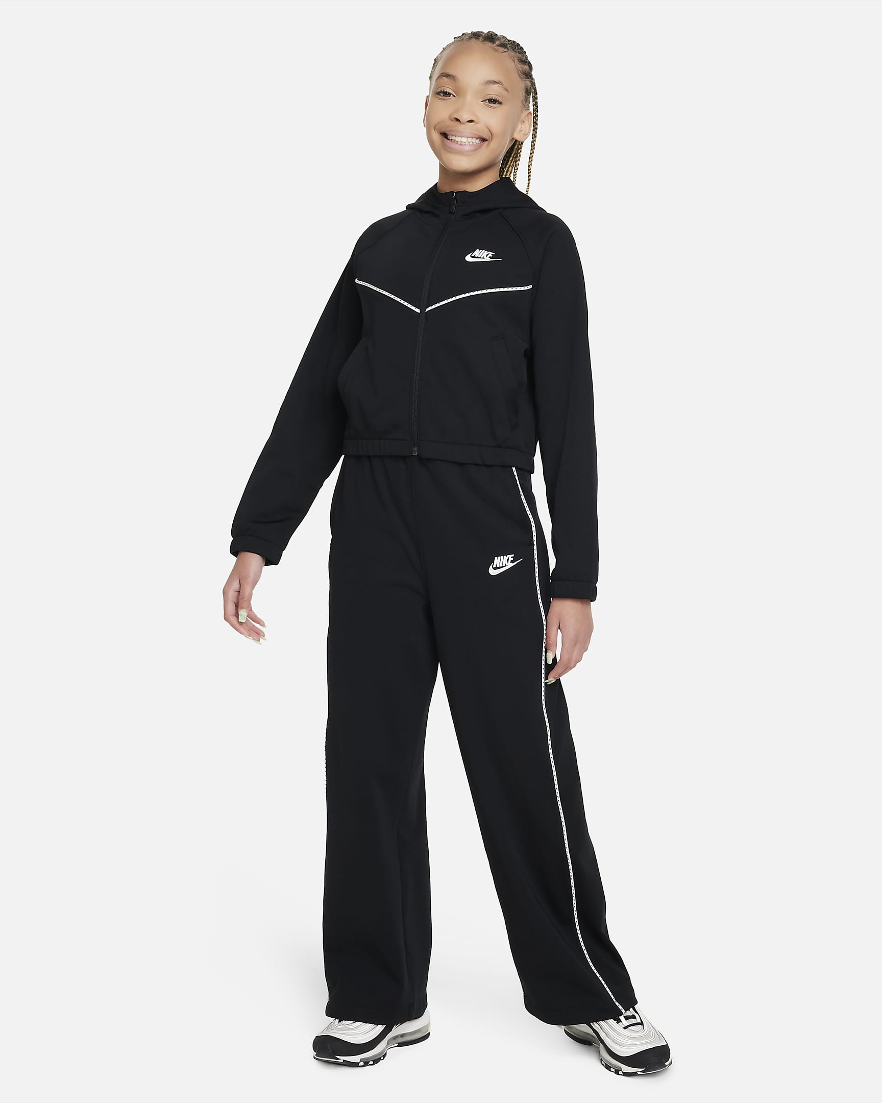 Nike Sportswear Older Kids' (Girls') Tracksuit - Black/Black/White/White