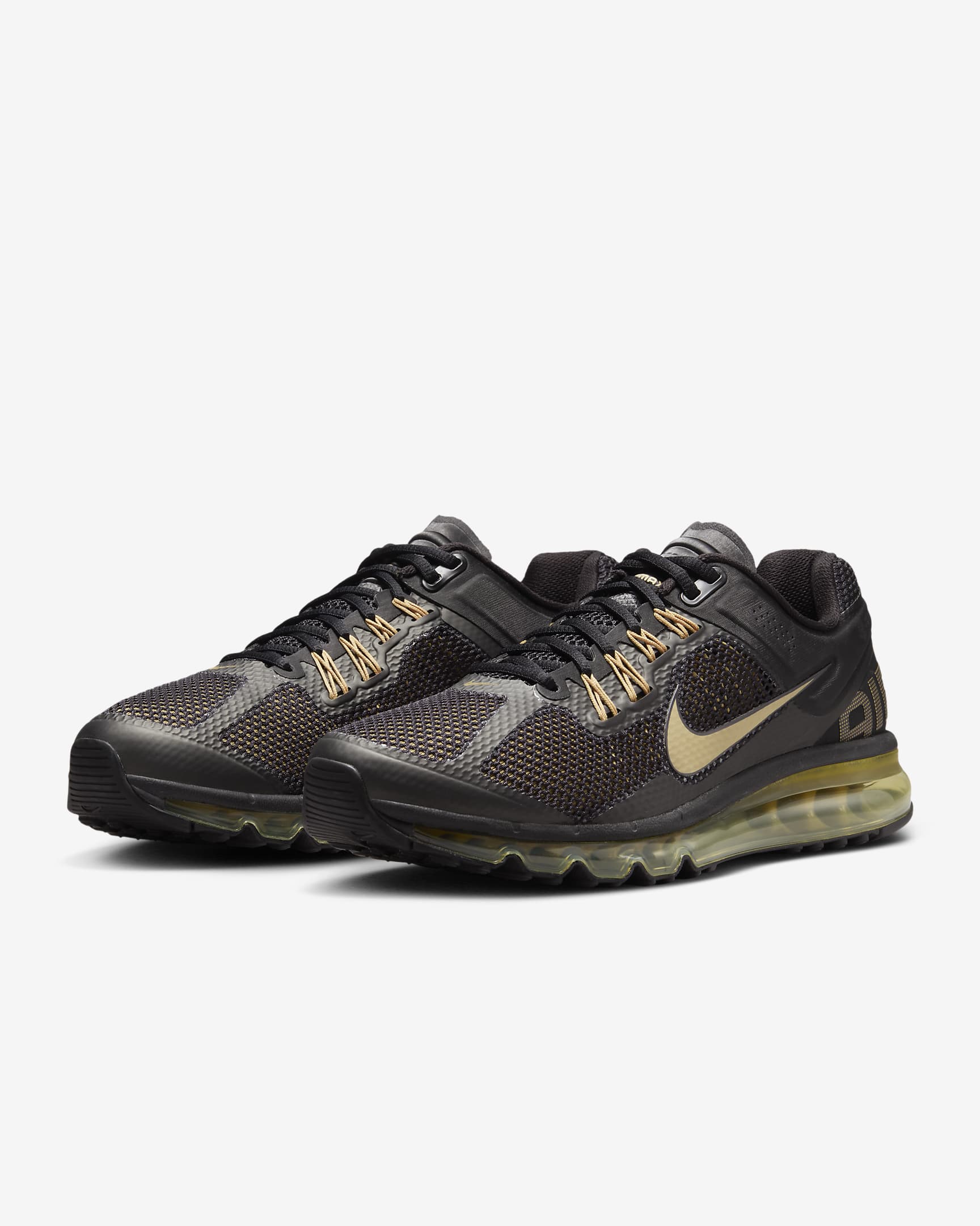 Tenis para hombre Nike Air Max 2013 - Negro/Oro liso/Oro metalizado