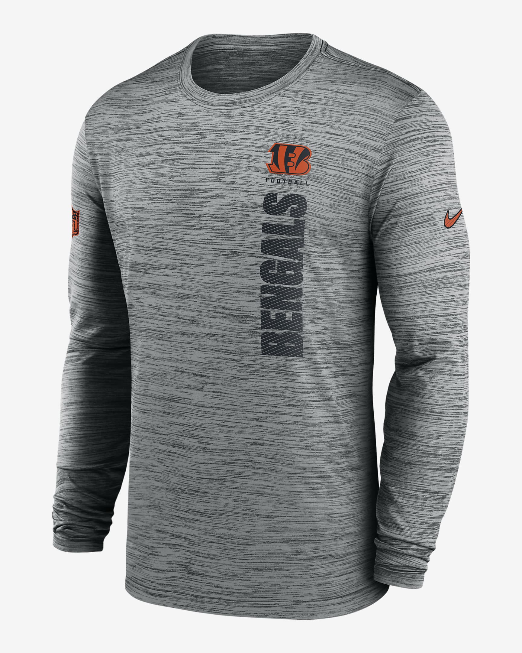 Cincinnati Bengals Sideline Velocity Men's Nike Dri-FIT NFL Long-Sleeve T-Shirt - Grey Heather