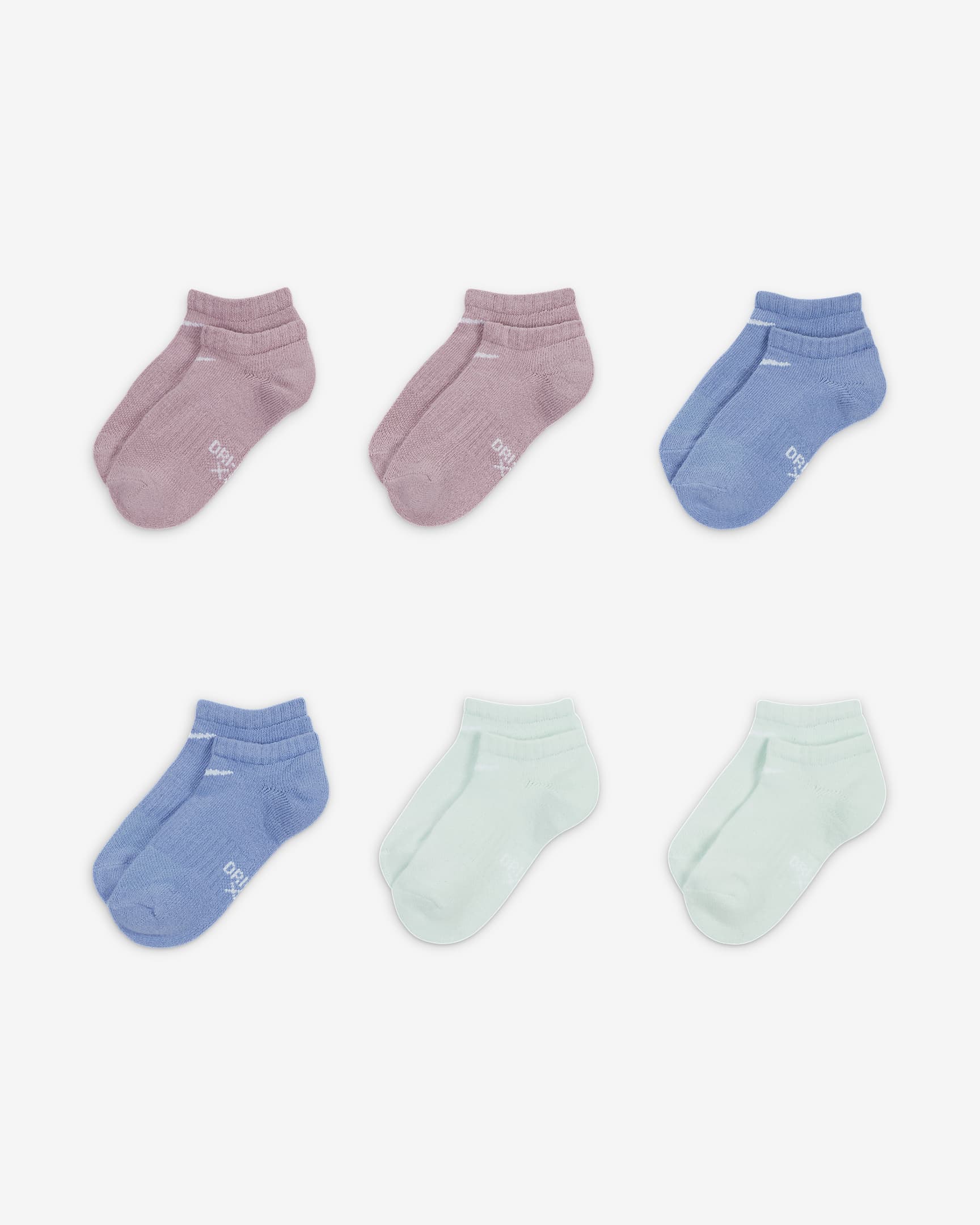 Nike Dri-FIT Performance Basics Little Kids' No-Show Socks (6 Pairs) - Pink Salt