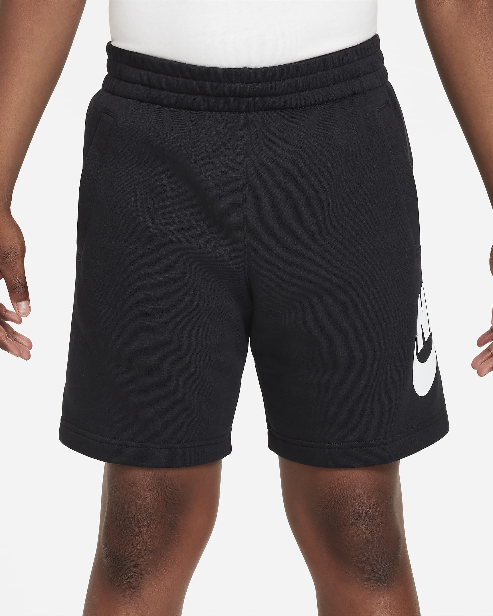 Nike Sportswear Club Fleece Older Kids' French Terry Shorts (Extended Size) - Black/White