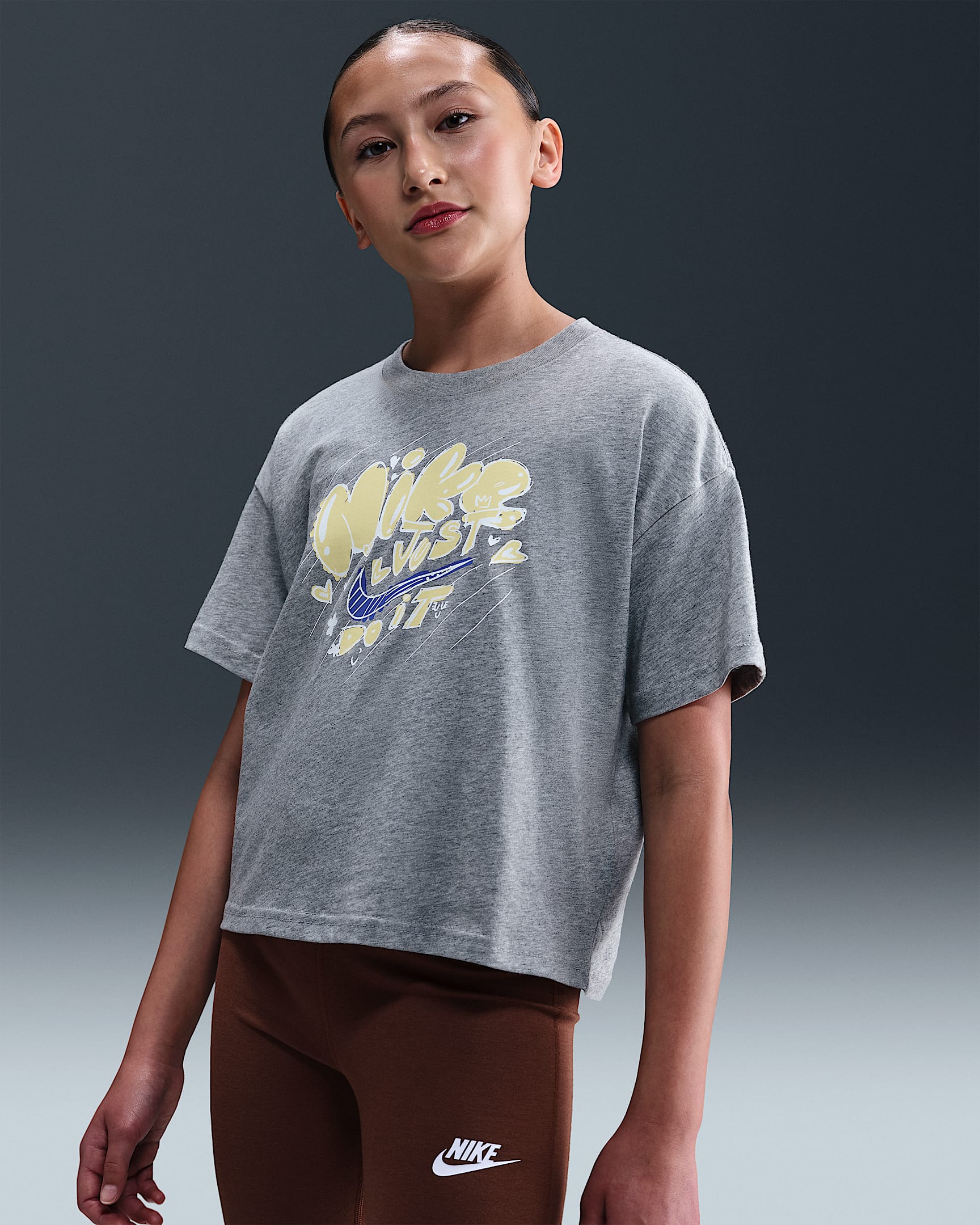 Nike Sportswear Older Kids' (Girls') T-Shirt - Dark Grey Heather