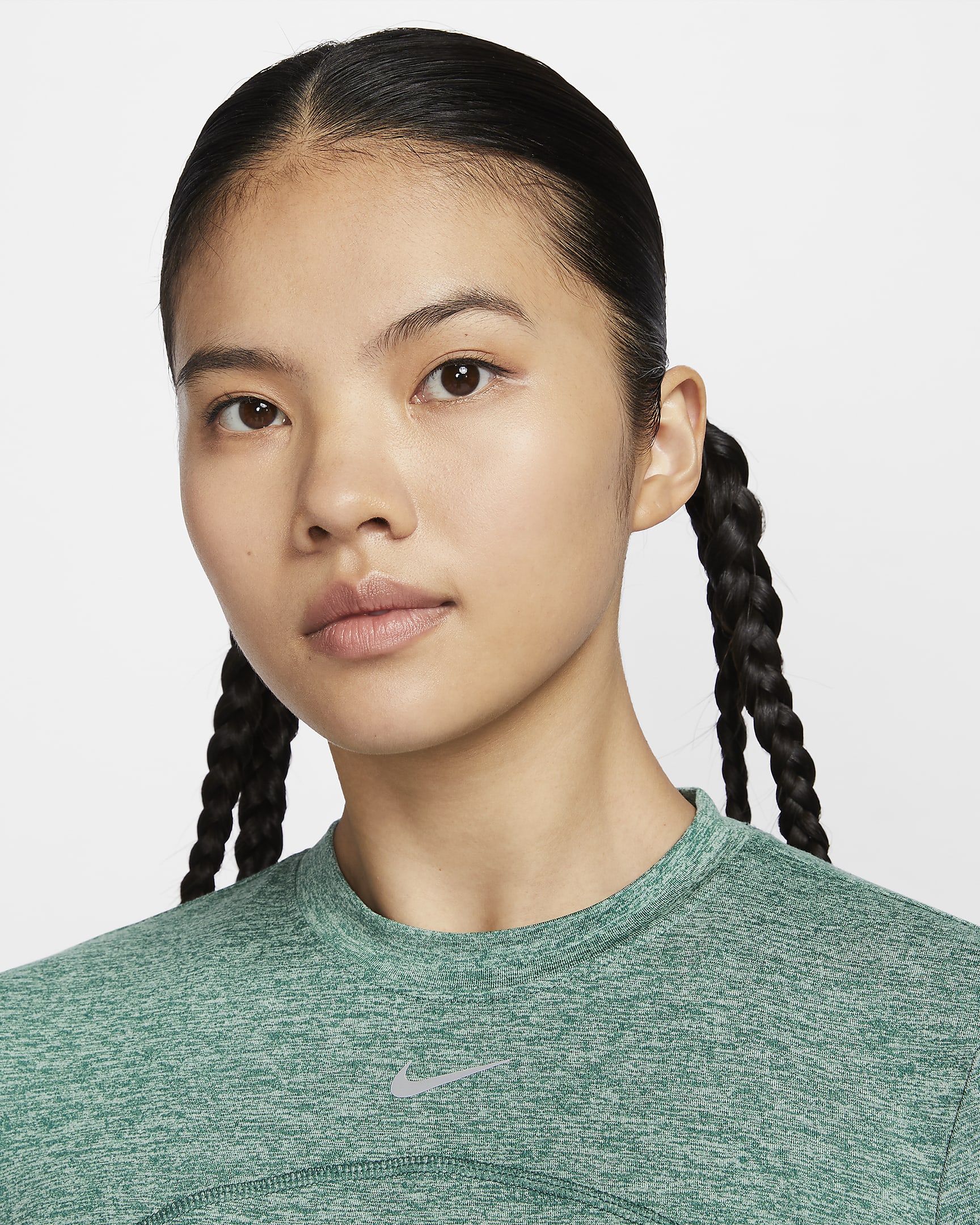 Nike Dri-FIT Swift UV Women's Crew-Neck Running Top - Bicoastal/Enamel Green/Heather