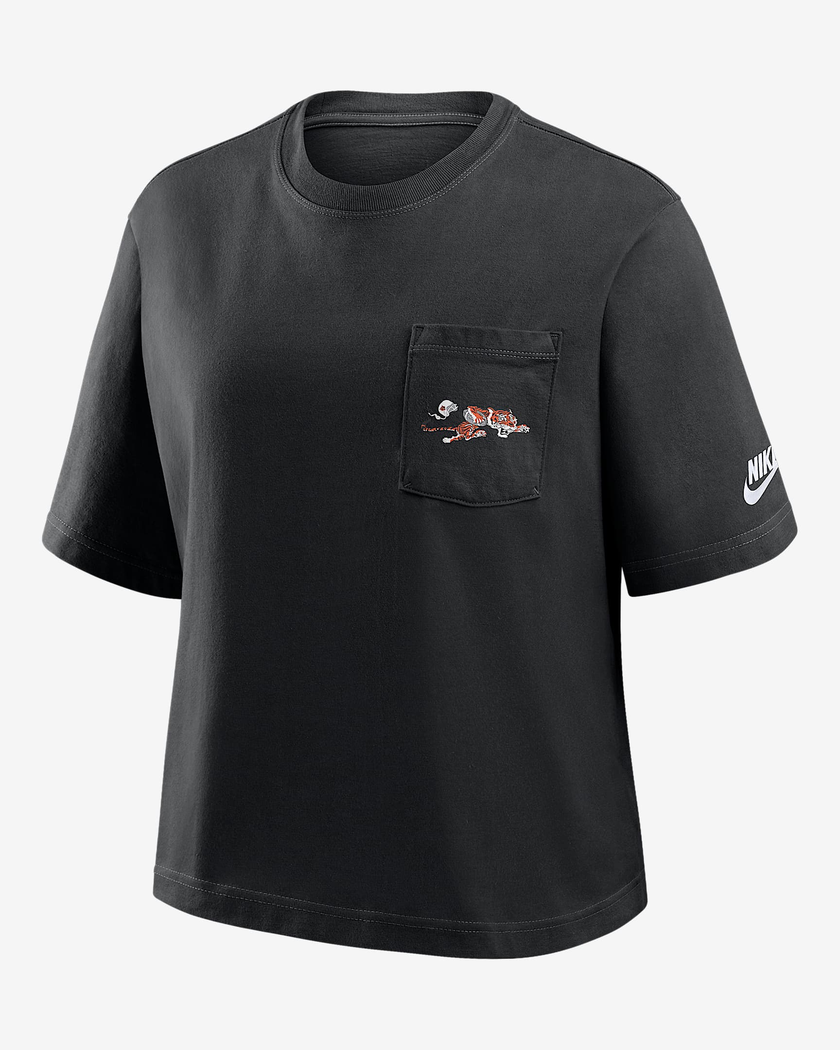 Cincinnati Bengals Rewind Pocket Boxy Women's Nike NFL T-Shirt - Black
