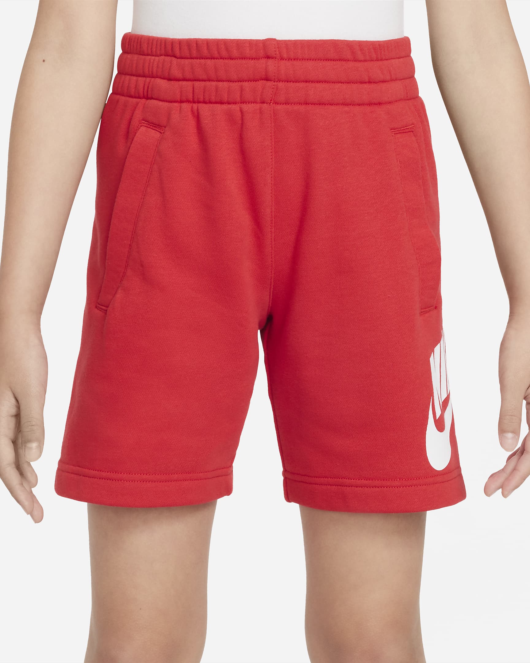 Shorts de French Terry para niños talla grande Nike Sportswear Club Fleece - Rojo universitario/Blanco