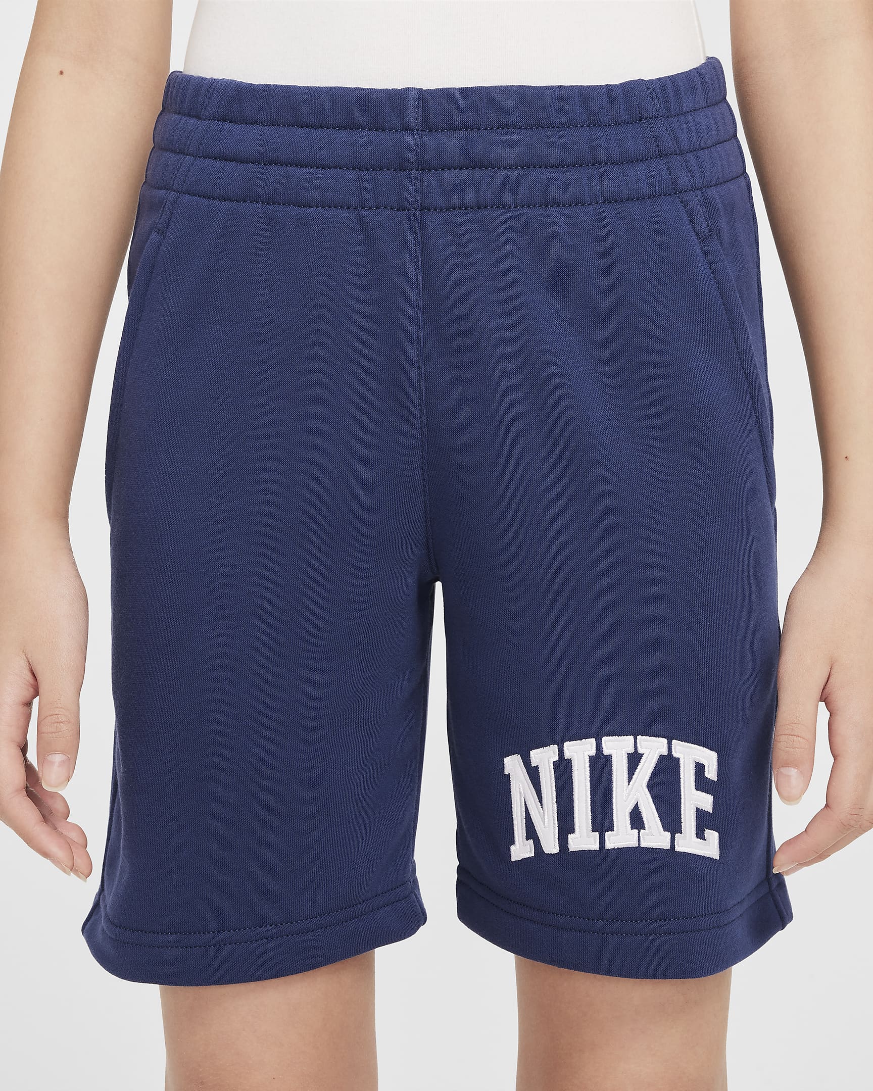 Nike Sportswear Club Big Kids' French Terry Shorts - Midnight Navy/Midnight Navy/White