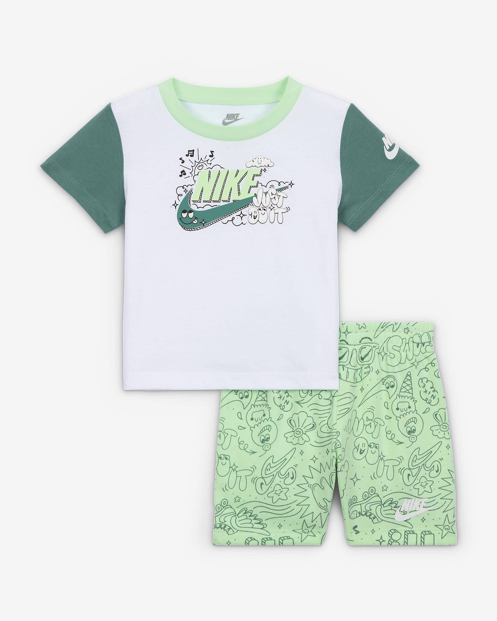 Conjunto de playera y shorts para bebé Nike Sportswear Create Your Own Adventure (12-24 meses) - Verde vapor