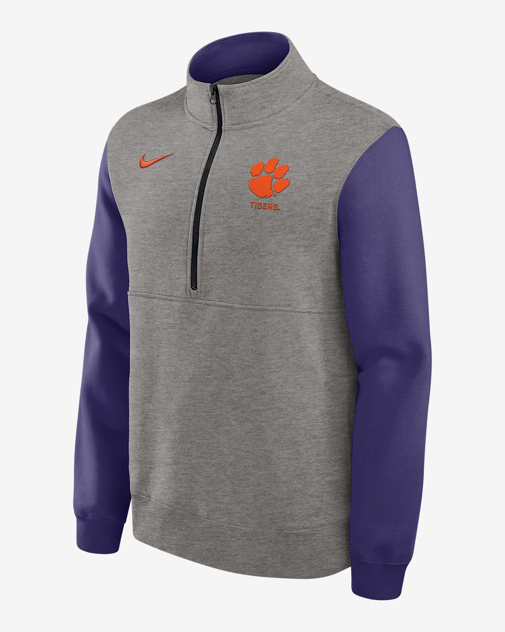 Clemson Club Men's Nike College 1/2-Zip Crew - Grey Heather