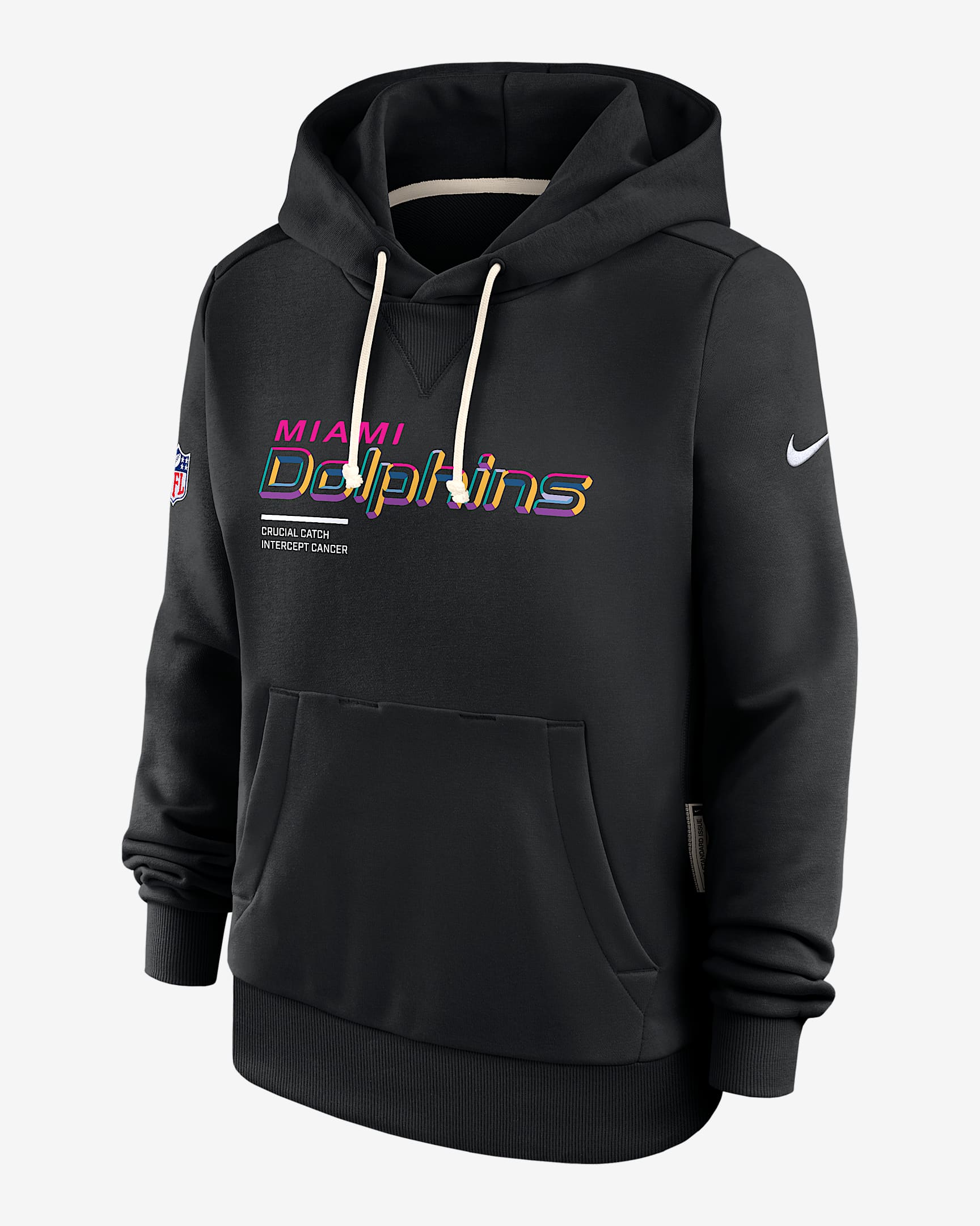 Miami Dolphins Crucial Catch Women's Nike Dri-FIT NFL Pullover Hoodie - Black