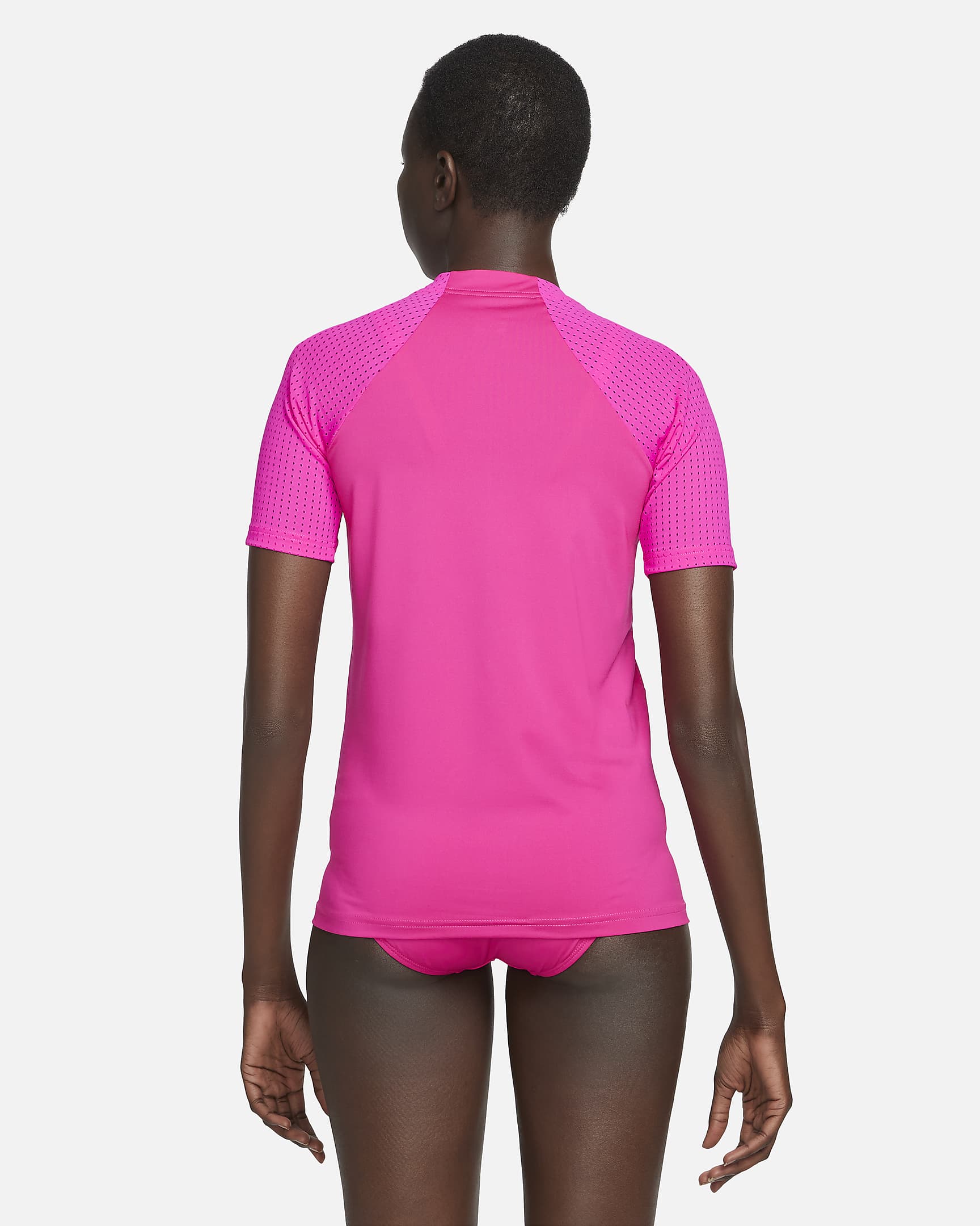 Nike Women's Sport Mesh Short Sleeve Zip Hydroguard - Pink Prime