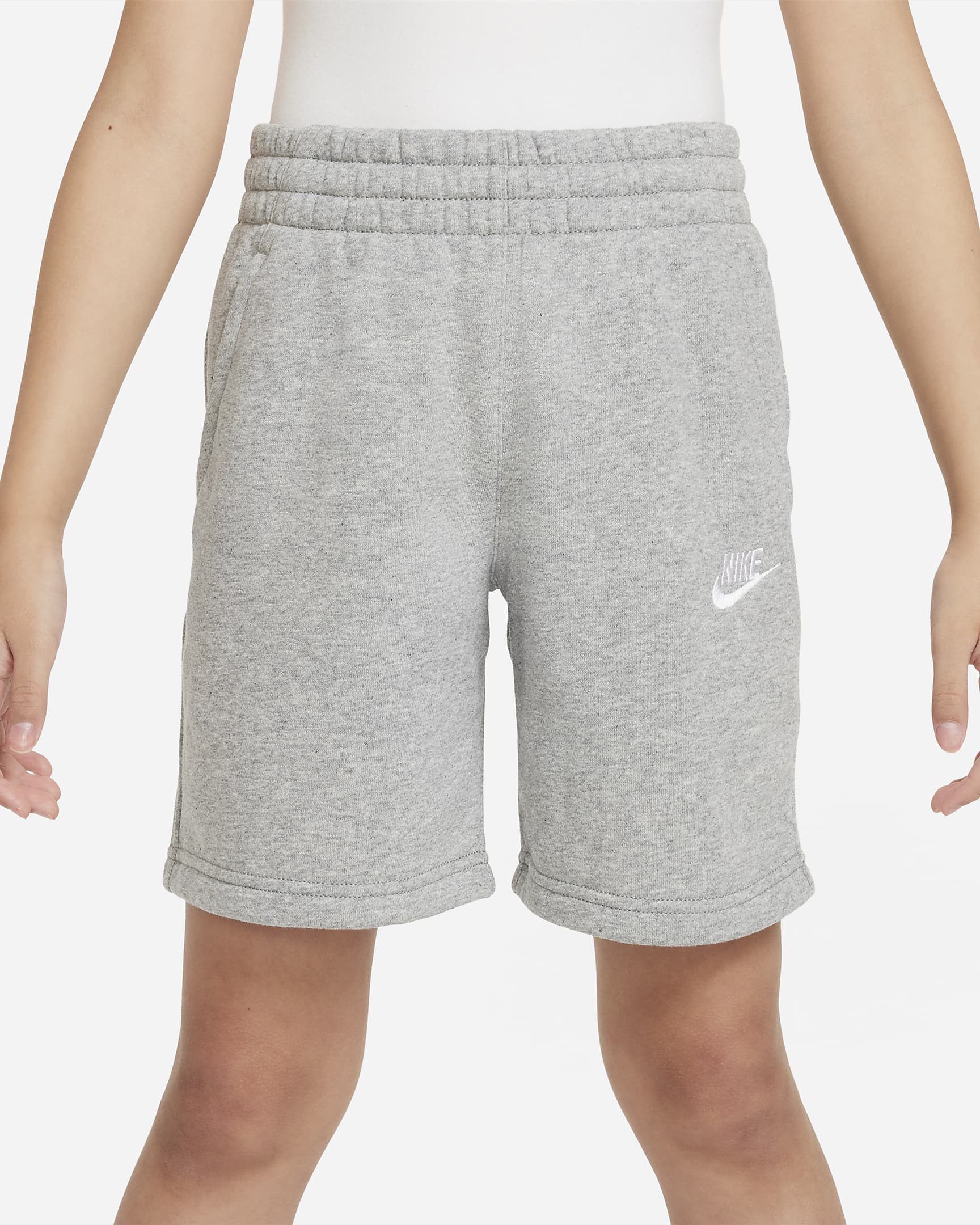 Nike Sportswear Club Fleece Older Kids' French Terry Shorts - Dark Grey Heather/Base Grey/White