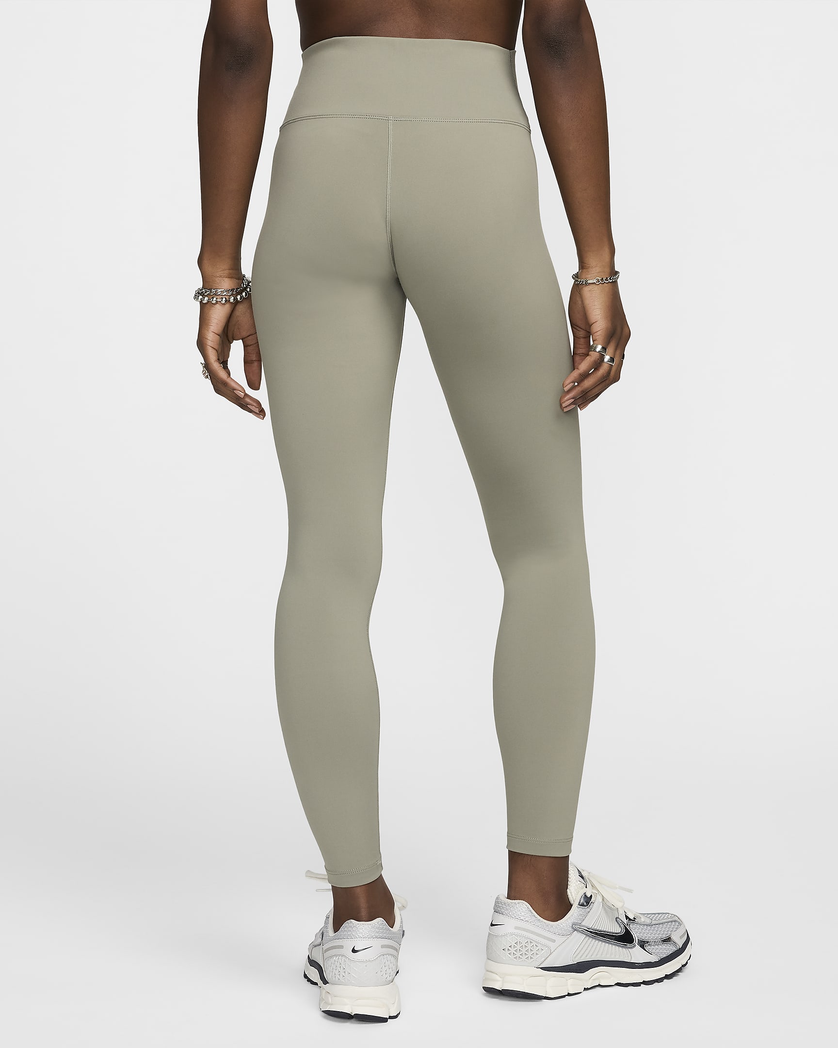 Damskie legginsy o pełnej długości z wysokim stanem Nike One - Light Army/Czerń