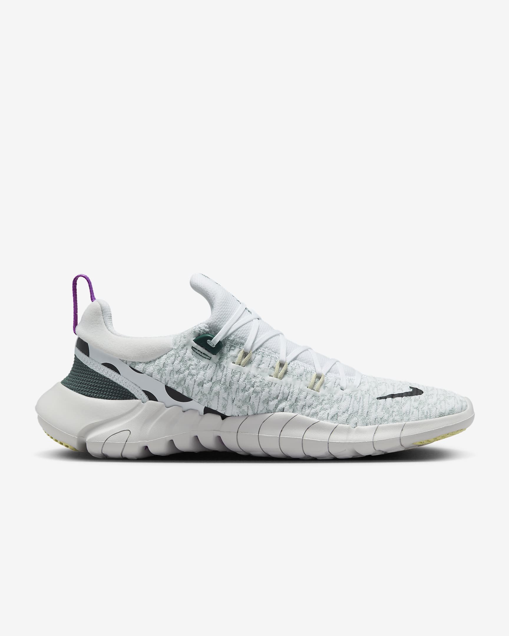 Nike Free Run 5.0 Men's Road Running Shoes - White/Light Silver/Faded Spruce/Black