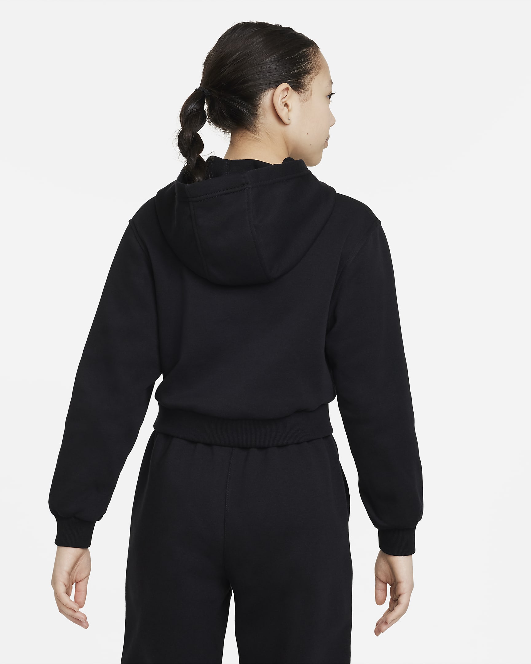 Kort huvtröja Nike Sportswear Club Fleece för ungdom (tjejer) - Svart/Vit