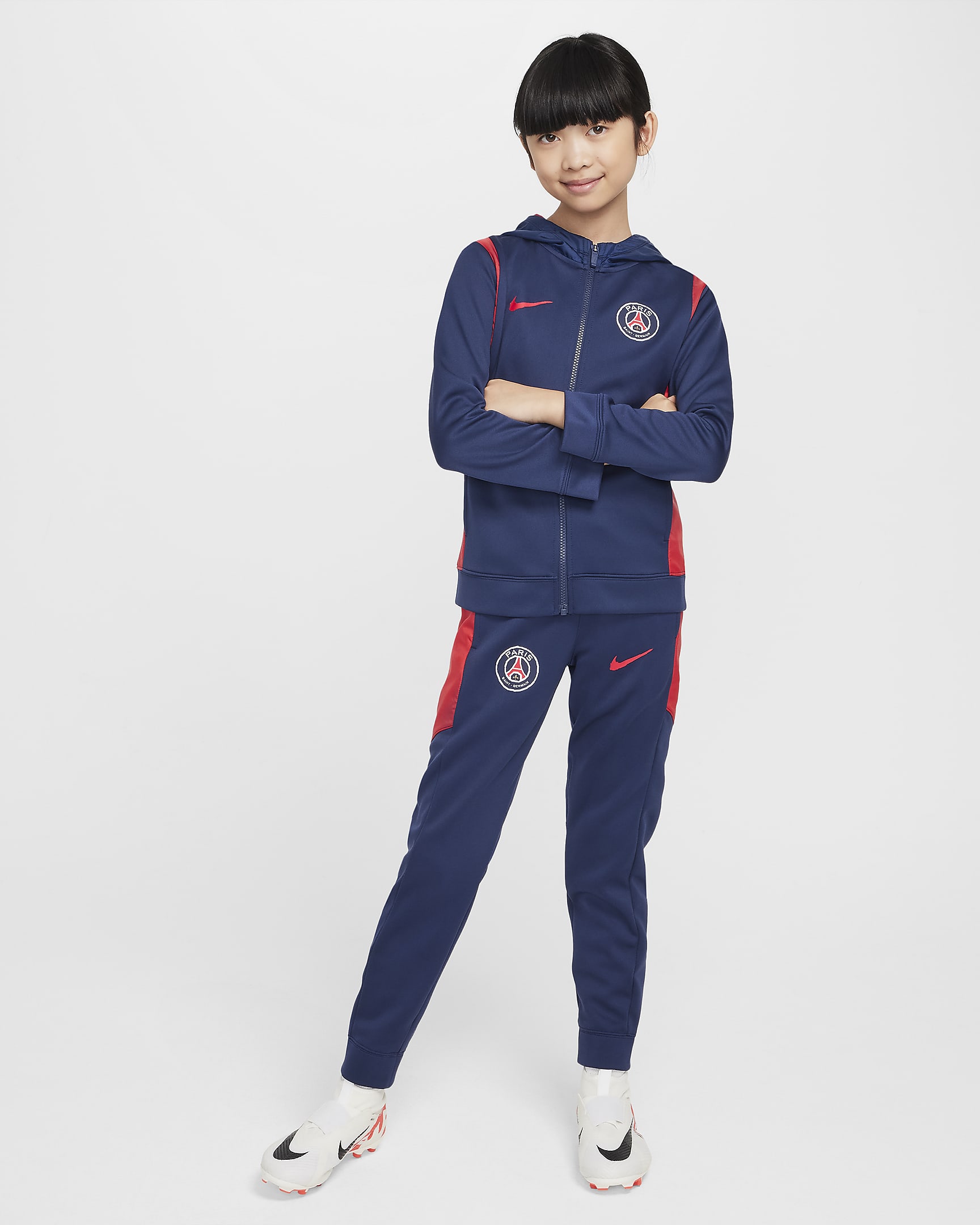 Vævet Paris Saint-Germain Nike Football-tracksuit til større børn - Midnight Navy/University Red/University Red