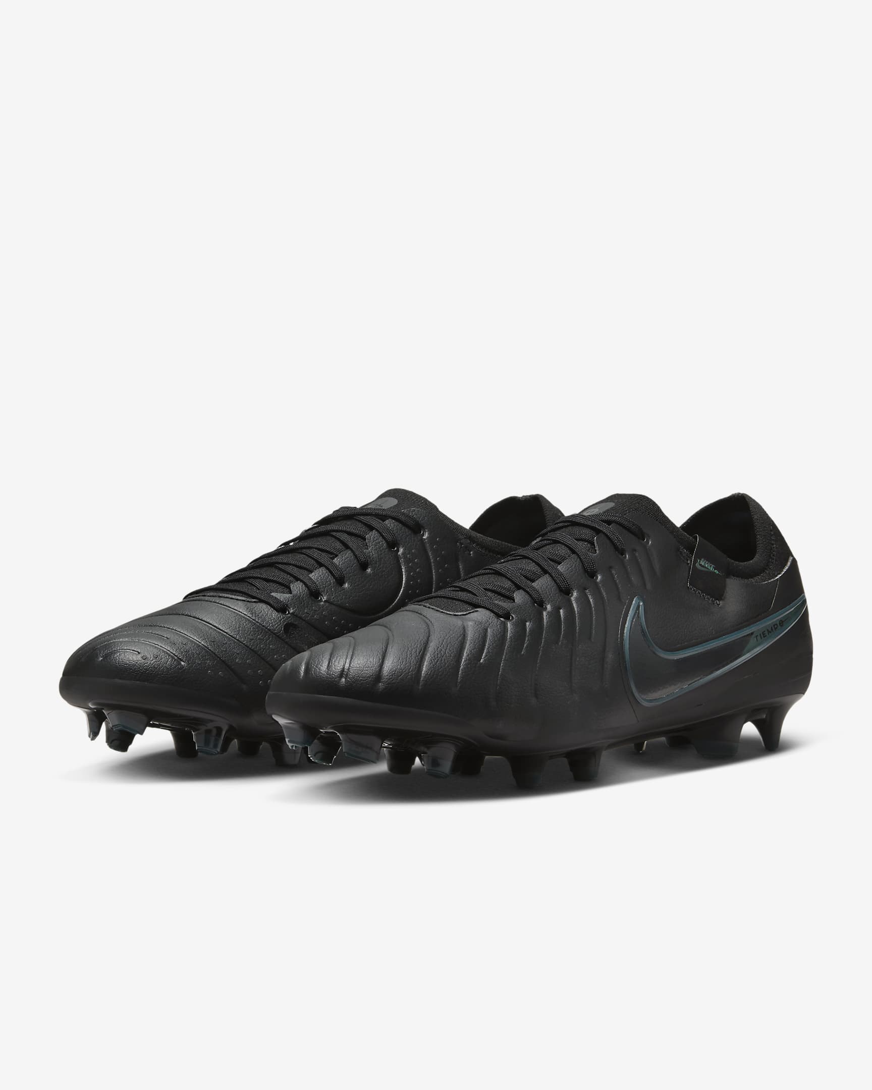 Nike Tiempo Legend 10 Pro low top voetbalschoenen (stevige ondergrond) - Zwart/Deep Jungle/Zwart