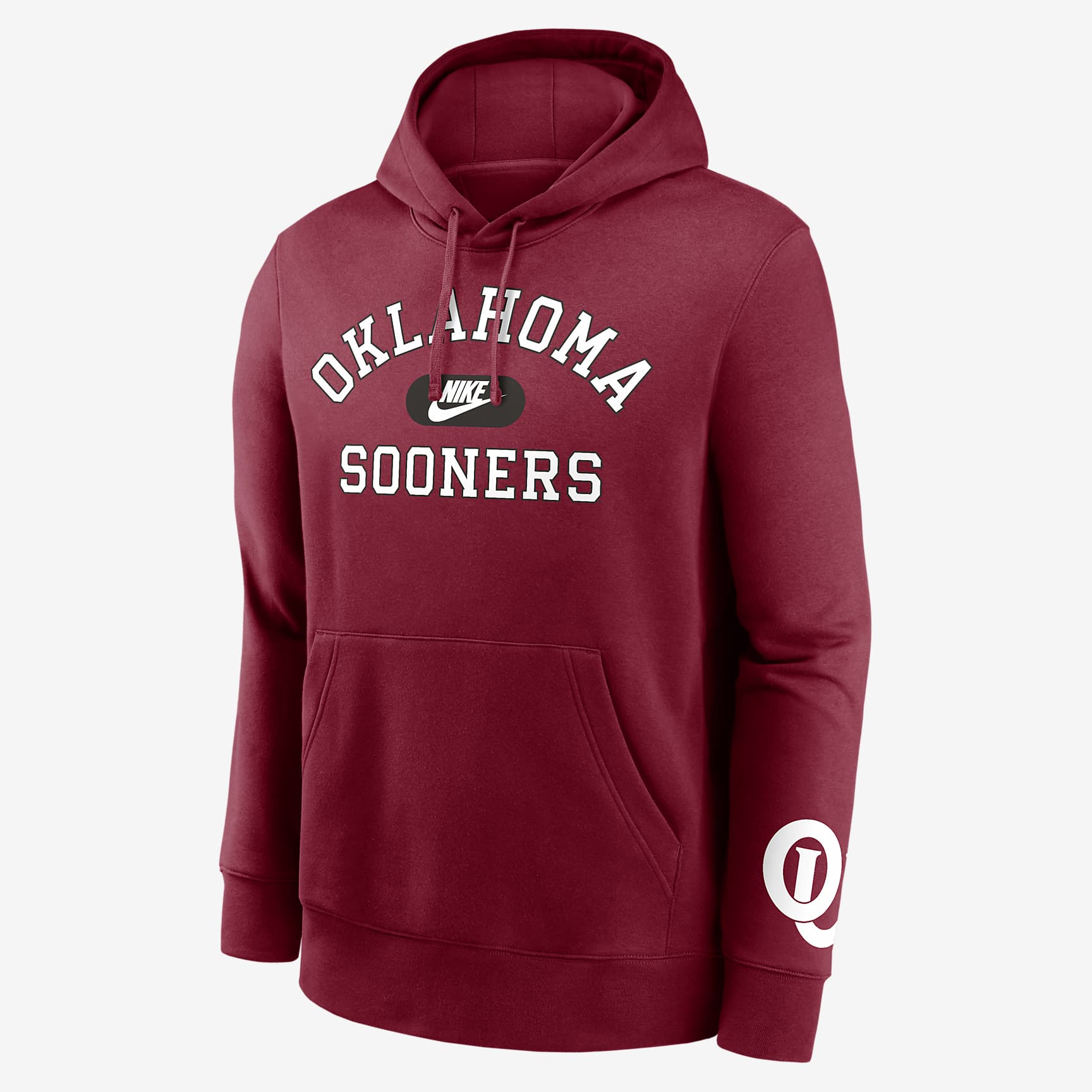 Oklahoma Sooners Legacy Club Foundational Men's Nike College Pullover Hoodie - Team Crimson