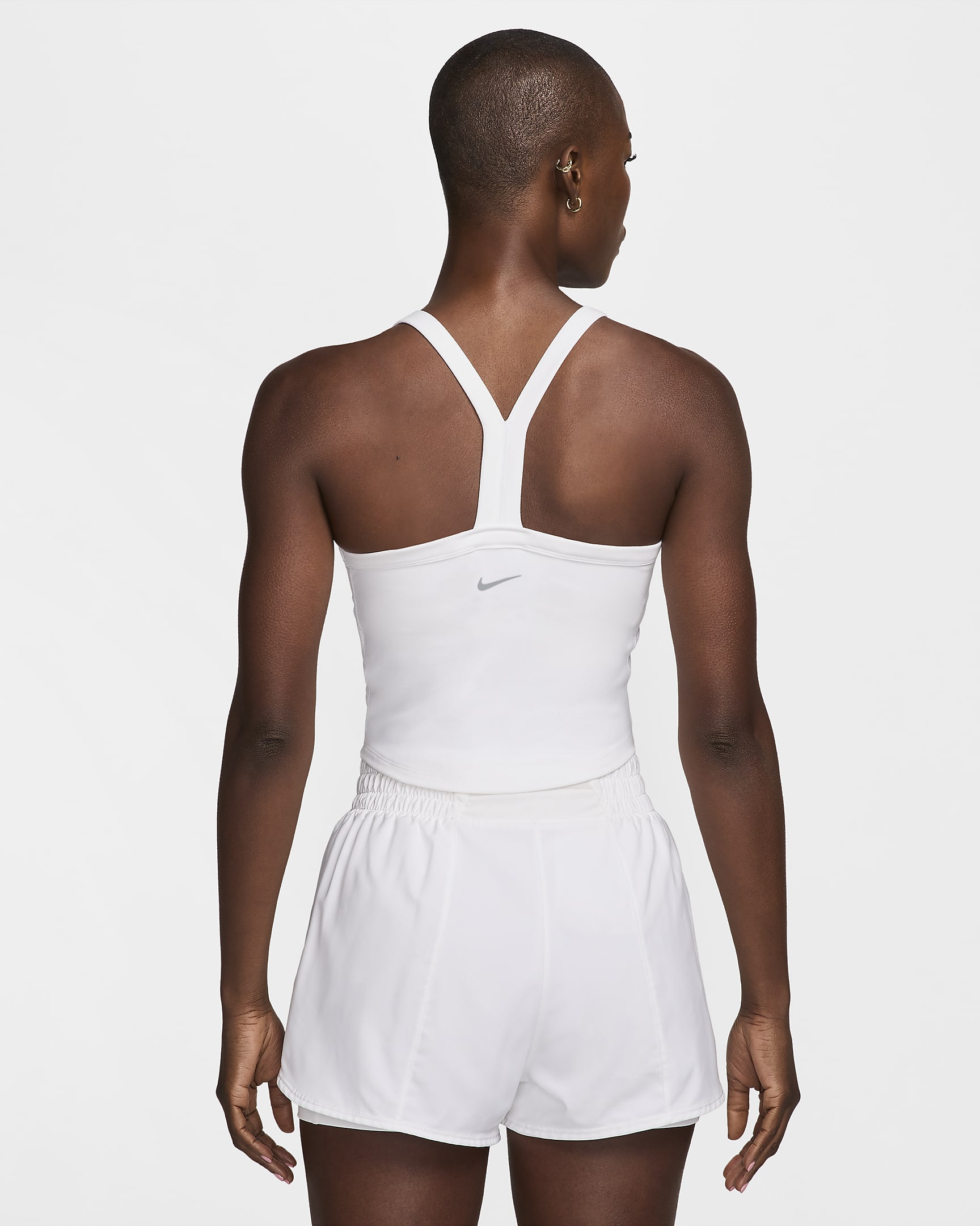 Nike One Fitted Women's Dri-FIT Strappy Cropped Tank Top - White/Black