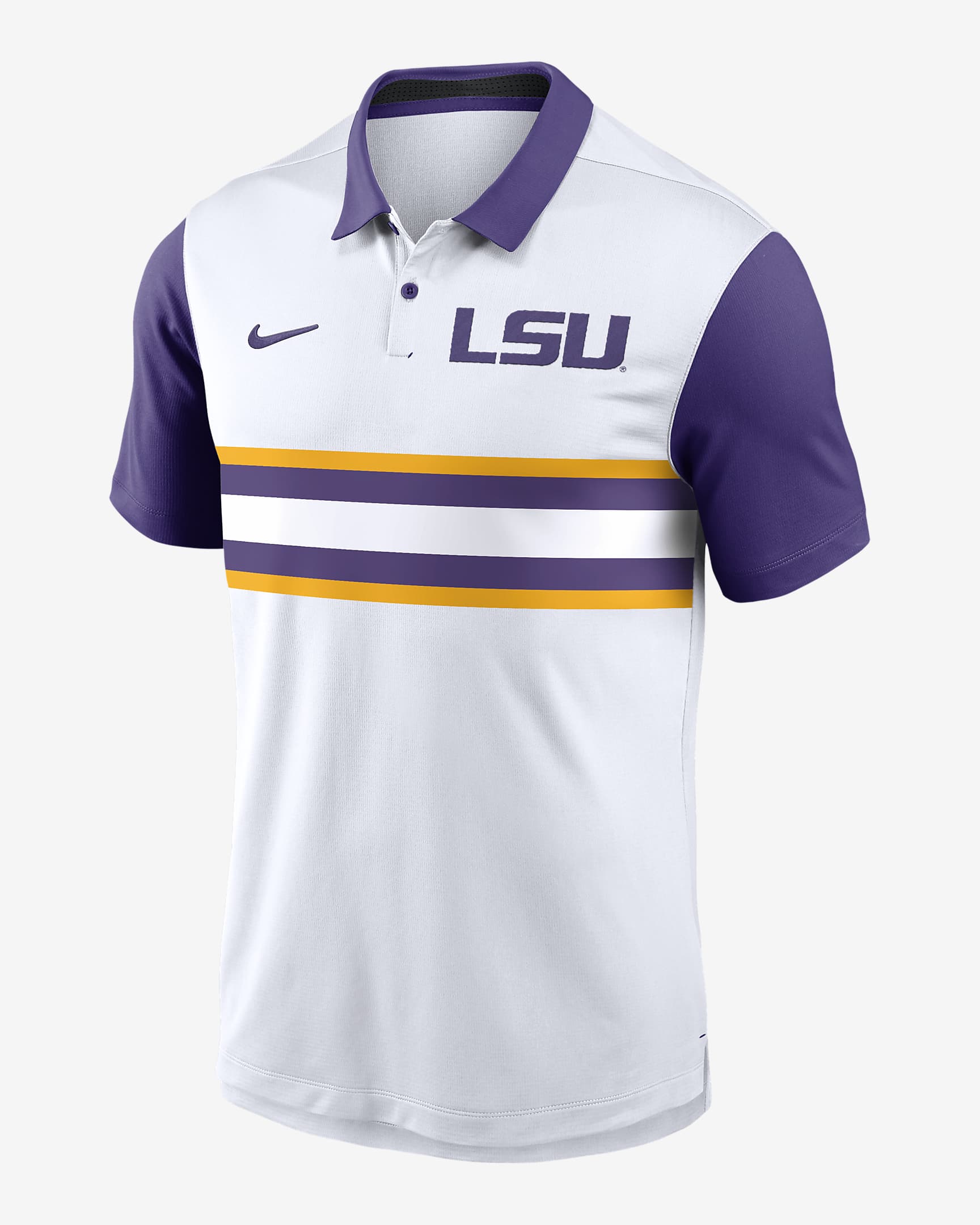 Polo universitario Nike Dri-FIT para hombre LSU Tigers Primetime Campus Vapor - Blanco