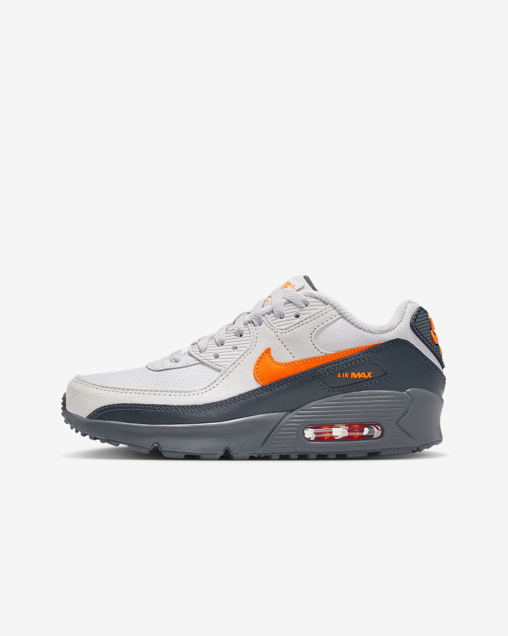 Nike Air Max 90 SE Big Kids' Shoes - Vast Grey/Anthracite/White/Safety Orange