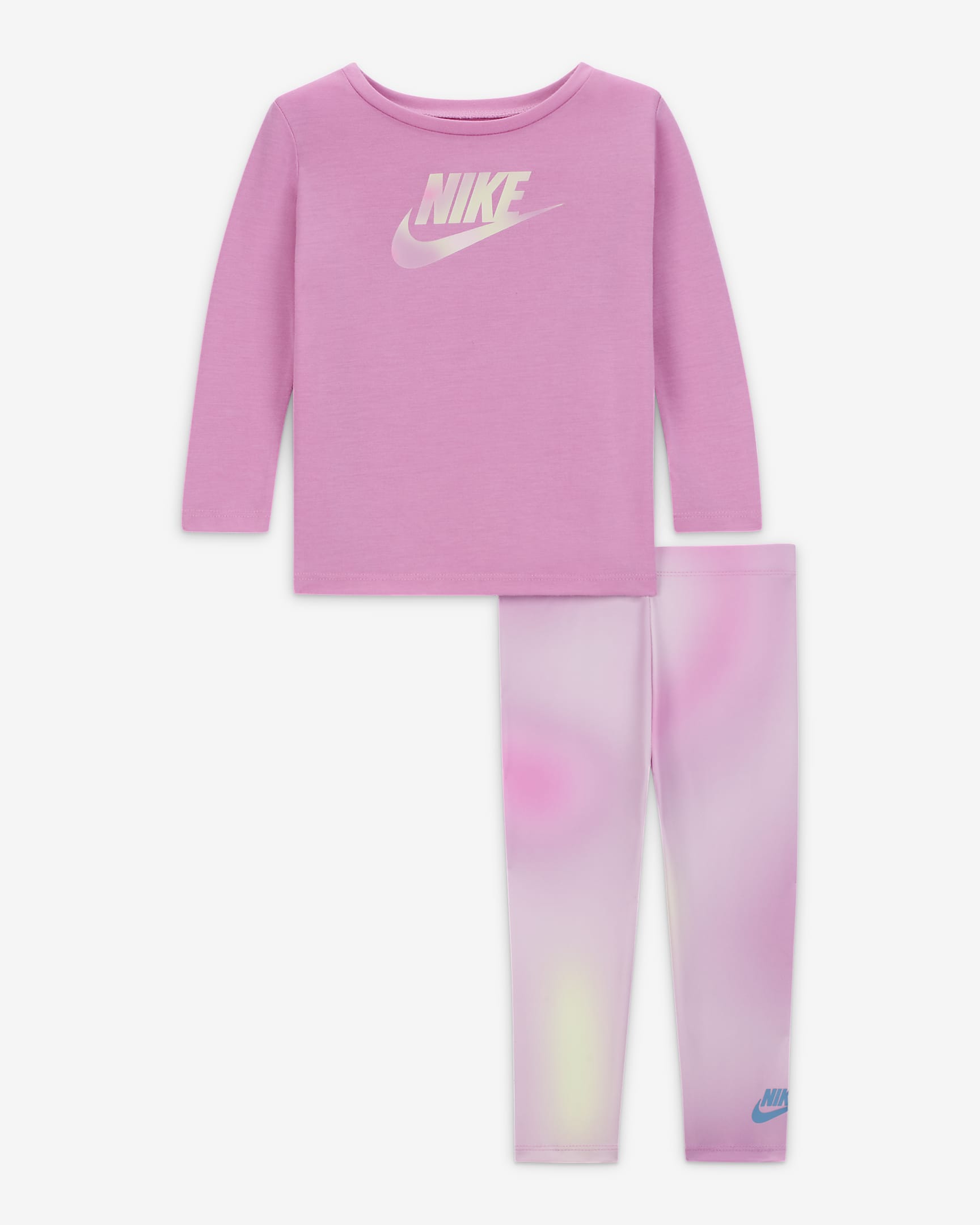 Nike Dri-FIT Baby (12-24M) Long Sleeve T-Shirt and Leggings Set - Magic Flamingo