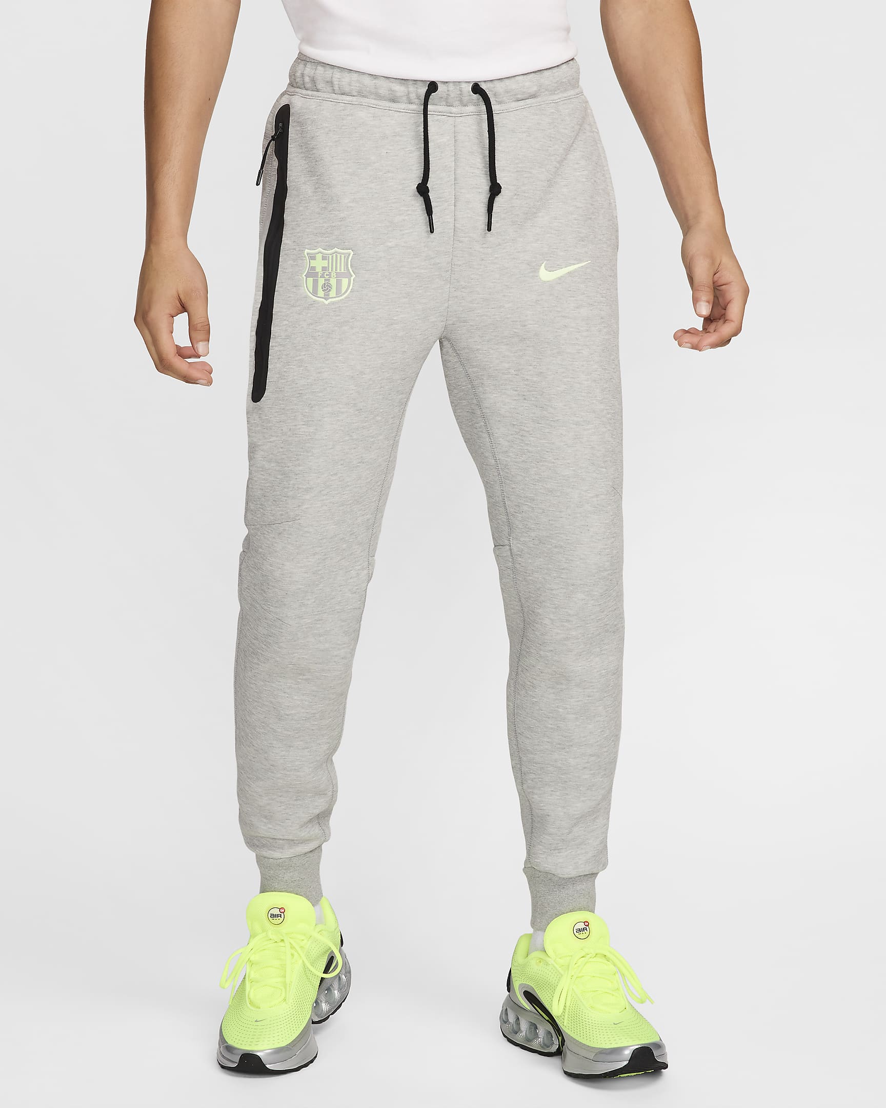 F.C. Barcelona Tech Fleece Men's Nike Football Joggers - Dark Grey Heather/Barely Volt