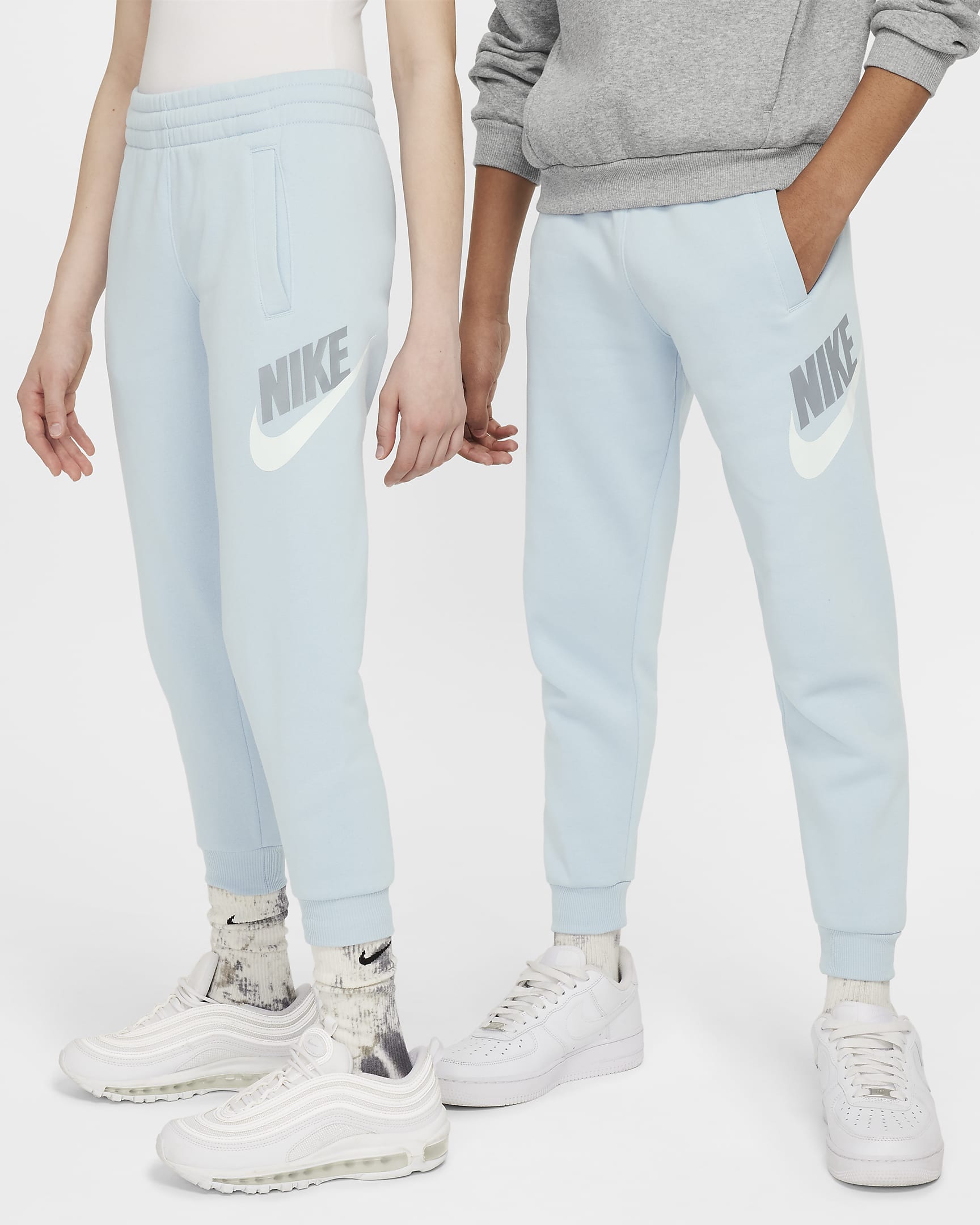 Joggers para niños talla grande Nike Club Fleece - Azul militar claro/Blanco/Pizarra cenizo