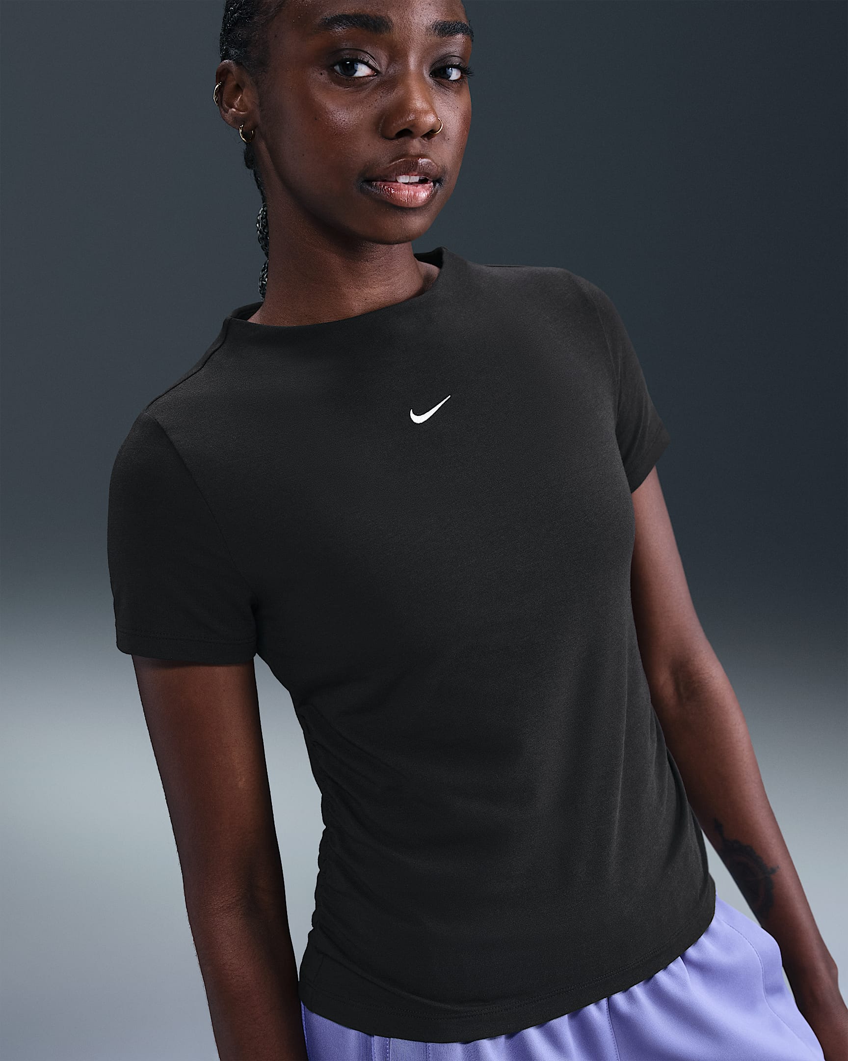 Nike Sportswear Chill Knit Women's Tight Short-Sleeve Mock-Neck Top - Black/Sail