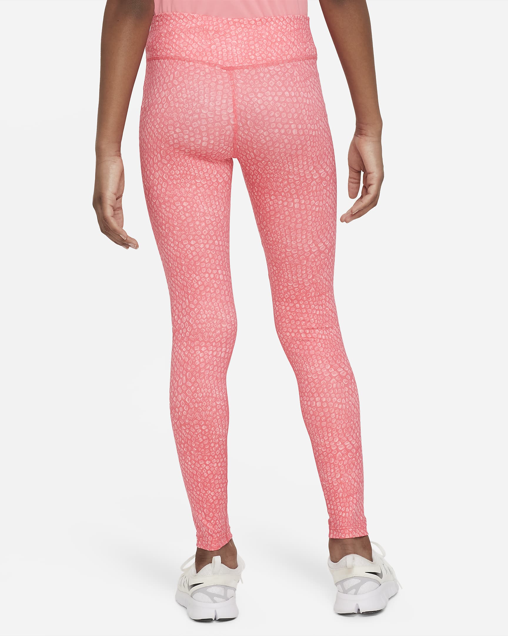 Nike Dri-FIT One Older Kids' (Girls') Training Leggings - Sea Coral/White