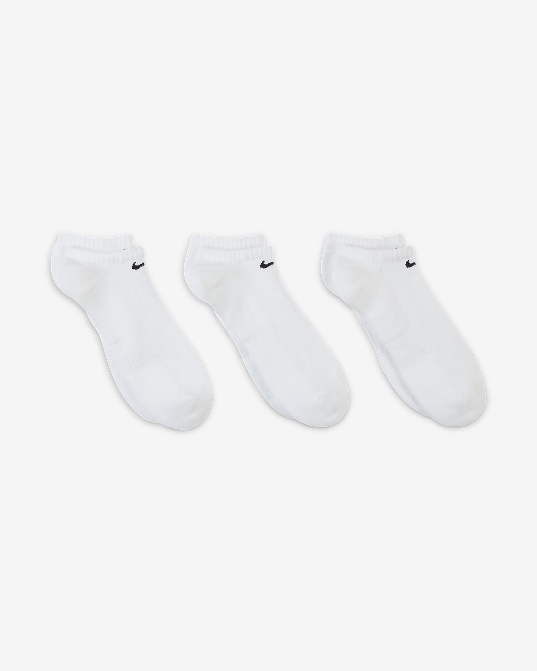 Nike Everyday Cushioned No-Show-treningssokker (3 par) - Hvit/Svart