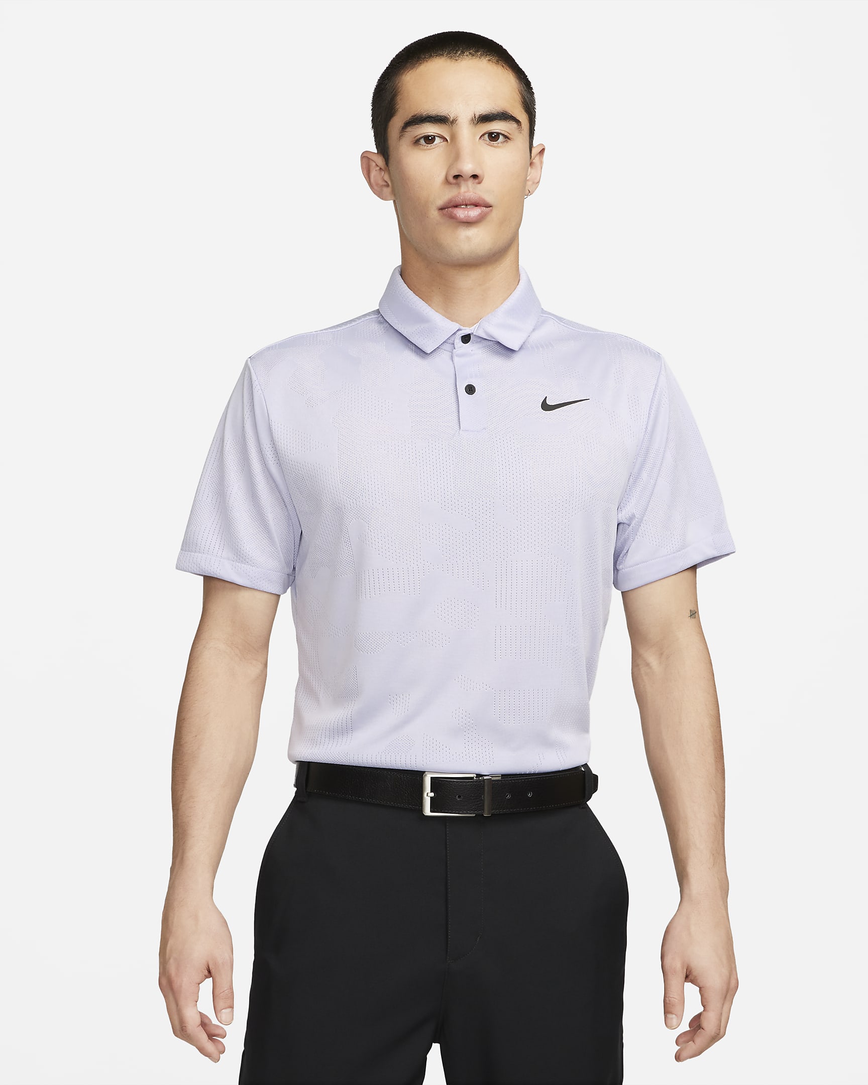 Nike Dri-FIT Tour Men's Jacquard Golf Polo - Oxygen Purple/Black